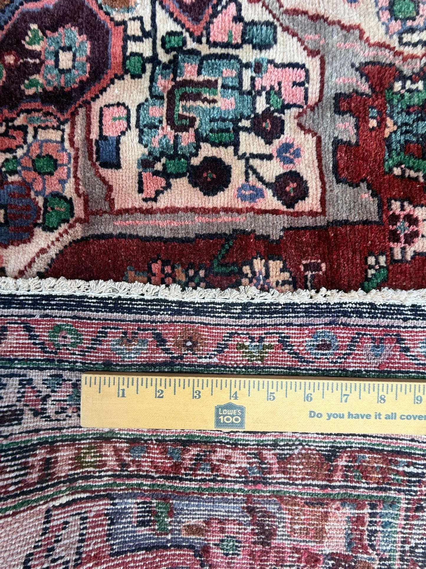 3.5x12.8 ft Vintage 1930s Runner Rug: Hand Knotted Wool Anatolian Carpet, Village Made Geometric Tribal Design