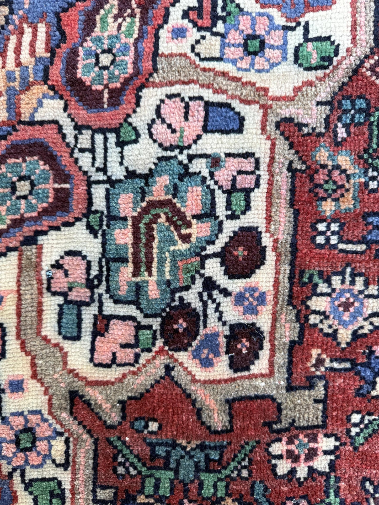 3.5x12.8 ft Vintage 1930s Runner Rug: Hand Knotted Wool Anatolian Carpet, Village Made Geometric Tribal Design