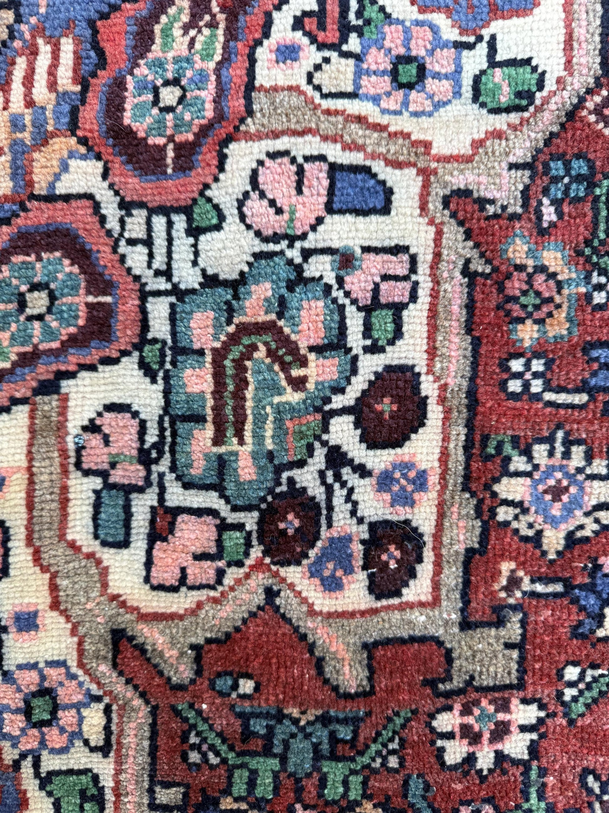 3.5x12.8 ft Vintage 1930s Runner Rug: Hand Knotted Wool Anatolian Carpet, Village Made Geometric Tribal Design