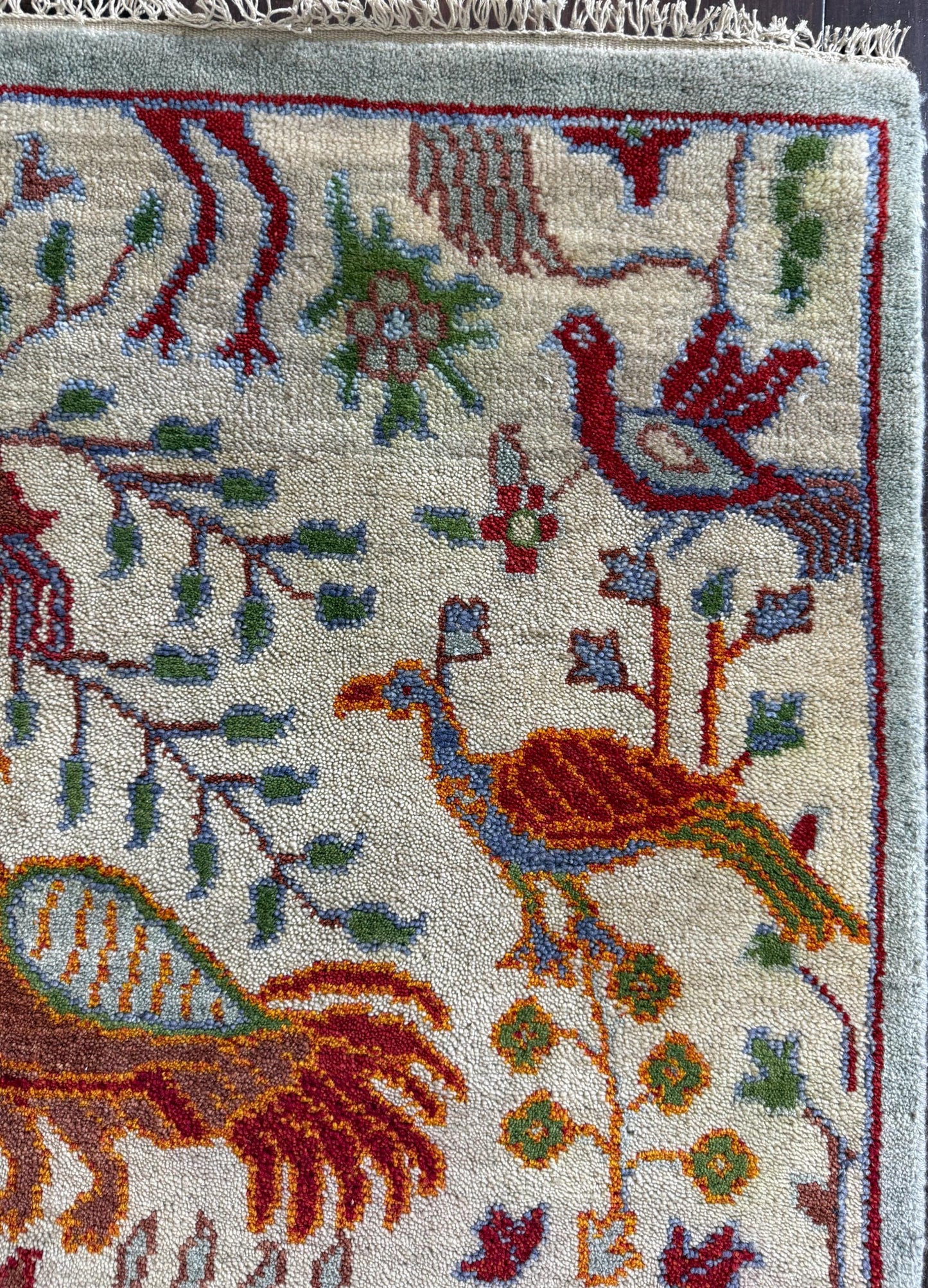 4x6 ft Handmade Oushak Wool Rug: Anatolian Tree of Life Design