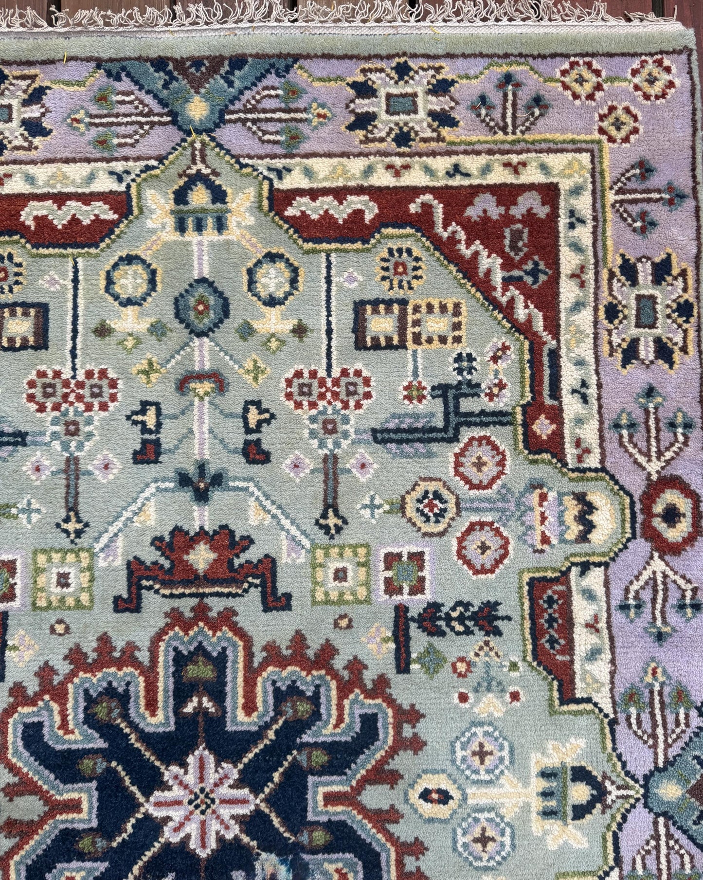 4x6 ft Handmade Heriz Oushak Rug: Modern Bohemian Wool Carpet