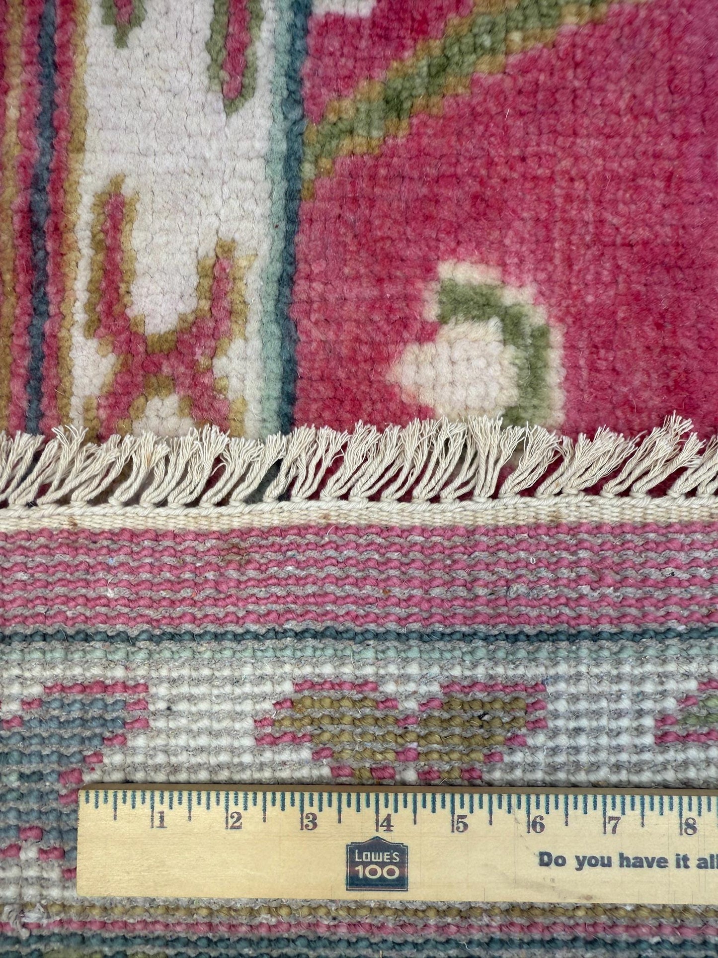 8x10 ft Pink Oushak Rug: Hand-Knotted Wool Turkish Boho Carpet