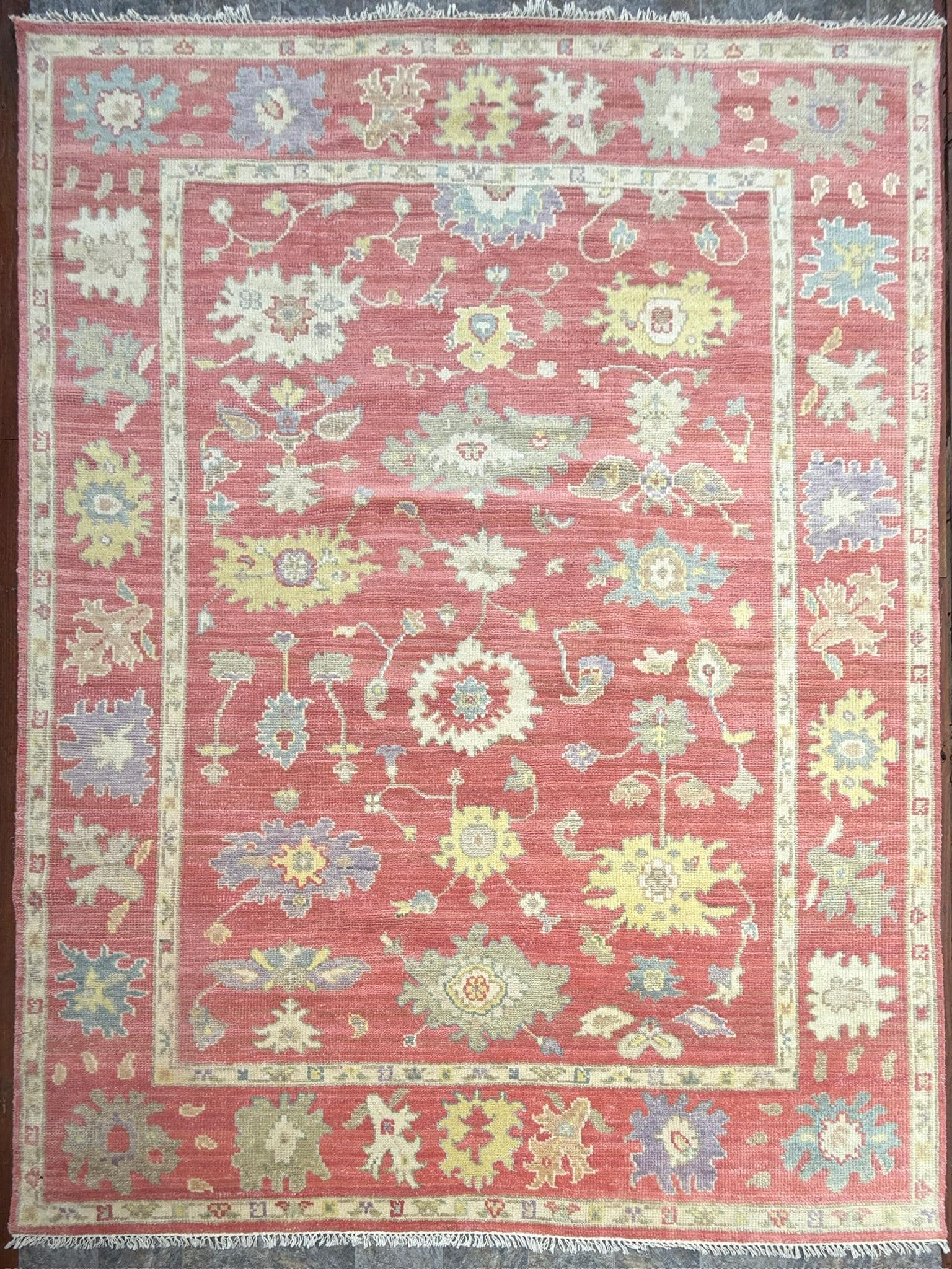 8x10 ft Handmade Turkish Oushak Wool Rug: Modern Bohemian Carpet
