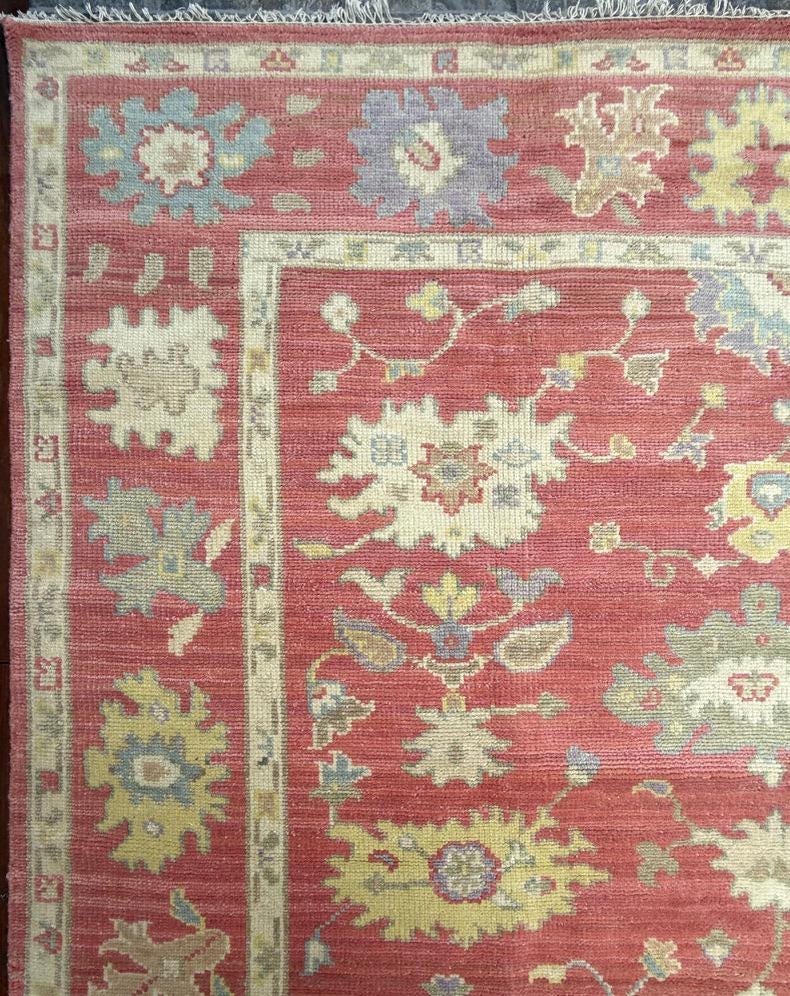 8x10 ft Handmade Turkish Oushak Wool Rug: Modern Bohemian Carpet