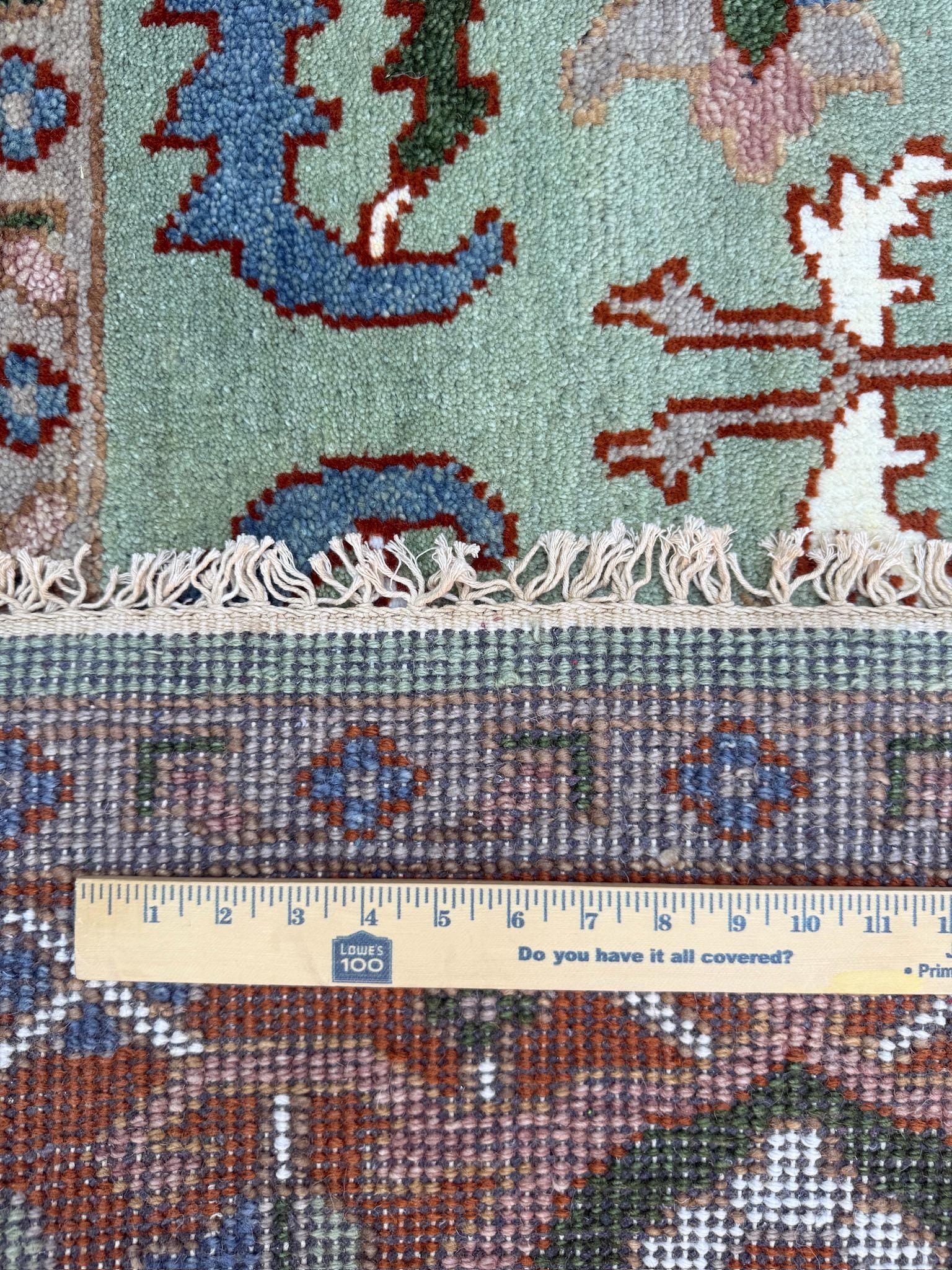 8x10 ft Hand-Knotted Heriz Wool Rug: Modern Geometric Carpet