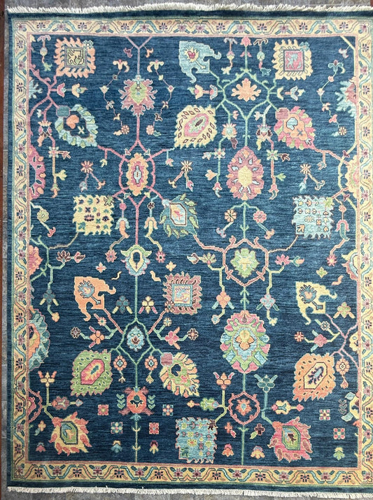 8x10 ft Oushak Rug: Hand-Knotted Wool Modern Boho Carpet