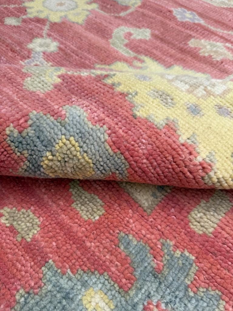 8x10 ft Handmade Turkish Oushak Wool Rug: Modern Bohemian Carpet