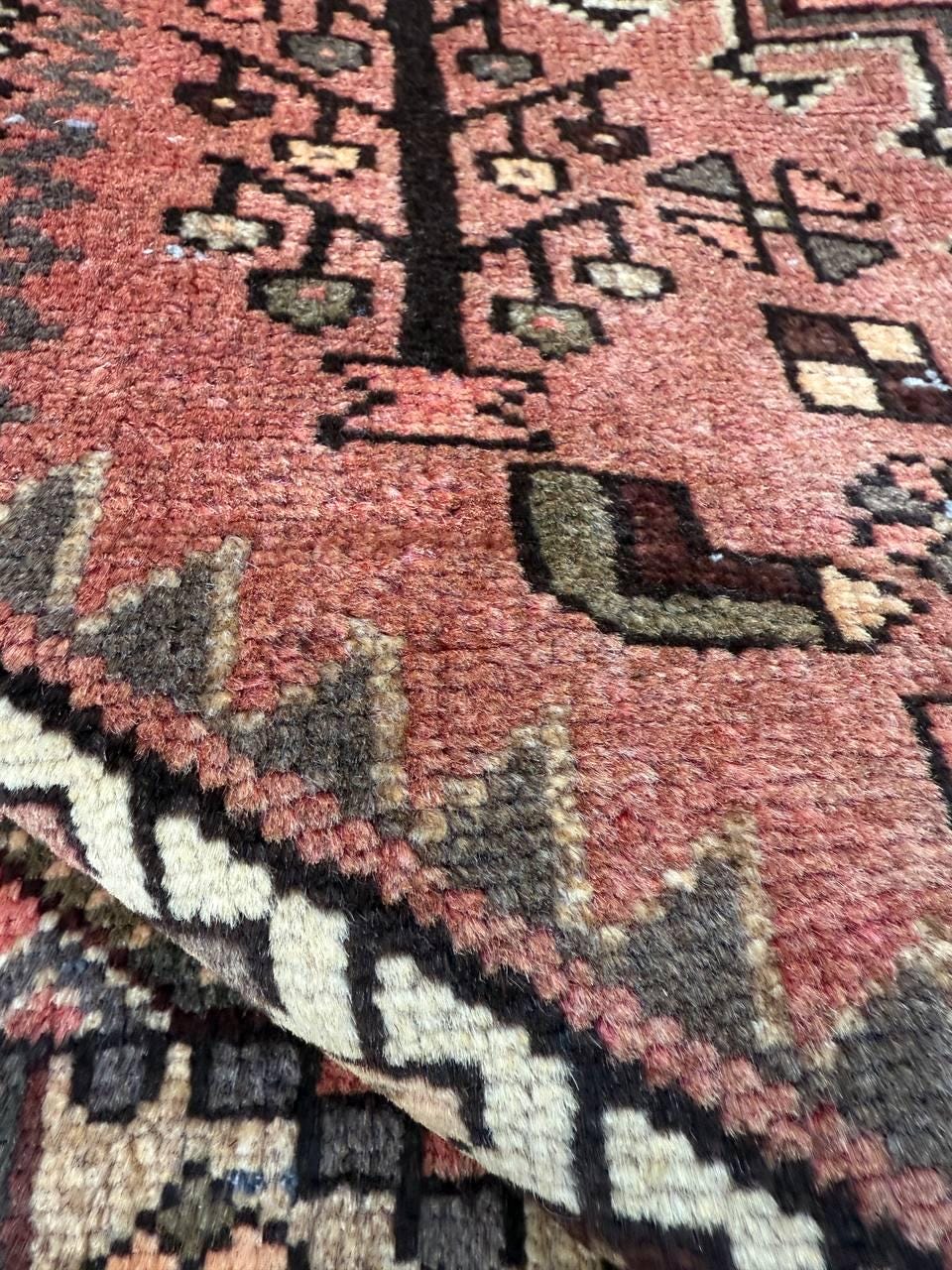 3x4 ft Geometric Village Rug, 1930s Vintage Hand Knotted Wool Carpet, Anatolian Oriental Small Area Rug
