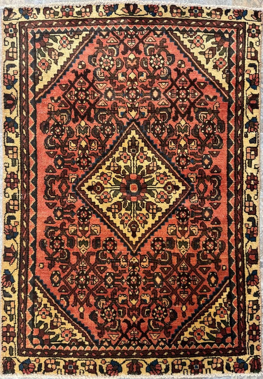 3x4 ft Adana Tribal Rug, 1930s Vintage Geometric Wool Carpet, Hand Knotted Oriental Area Rug