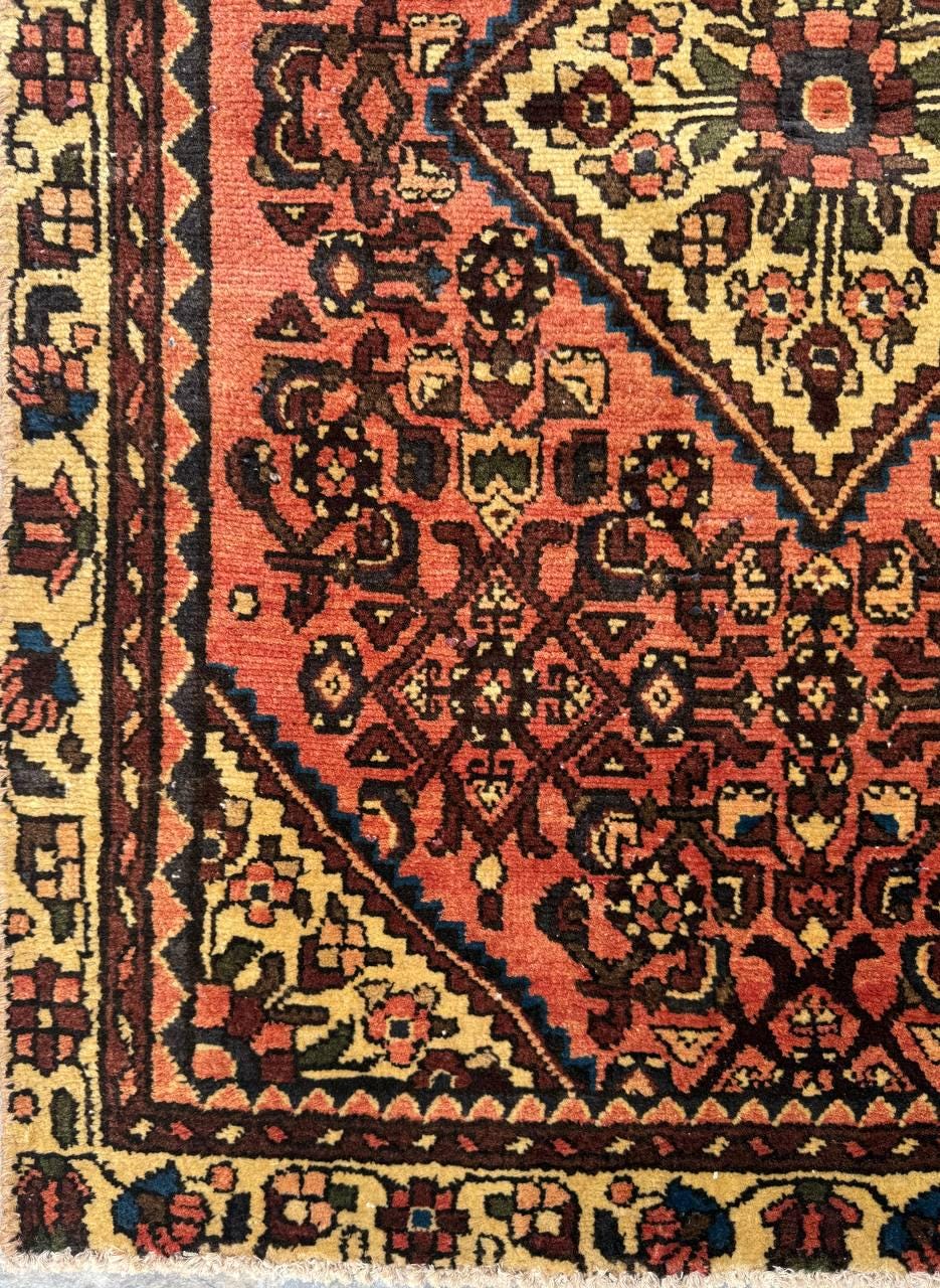 3x4 ft Adana Tribal Rug, 1930s Vintage Geometric Wool Carpet, Hand Knotted Oriental Area Rug