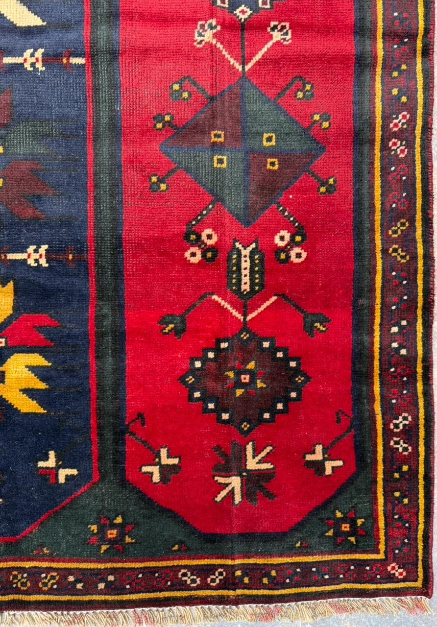 5x3 ft Vintage Caucasus Wool on Wool Rug, 1960s Hand Knotted Oriental Carpet, Small Area Tribal Geometric Village Accent