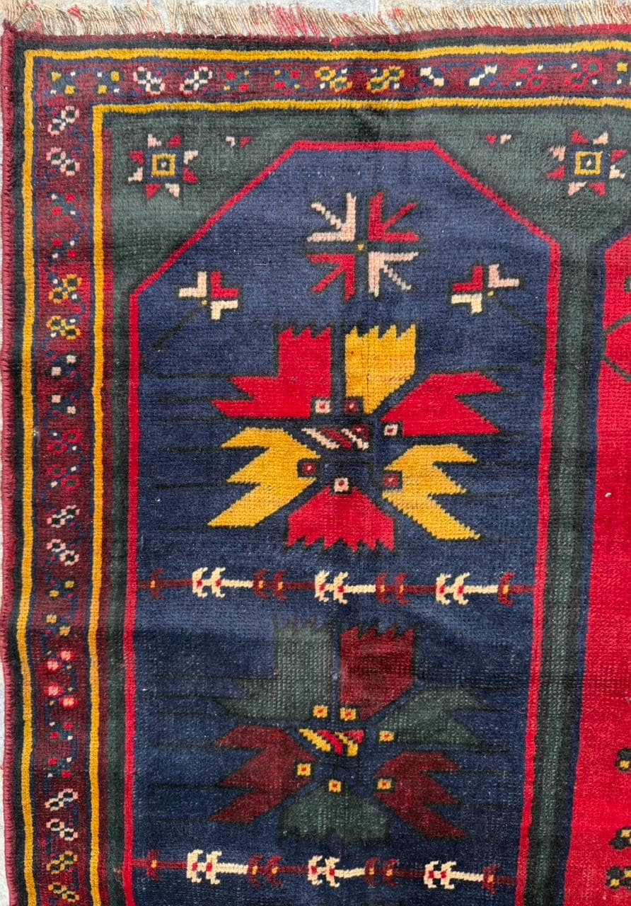 5x3 ft Vintage Caucasus Wool on Wool Rug, 1960s Hand Knotted Oriental Carpet, Small Area Tribal Geometric Village Accent