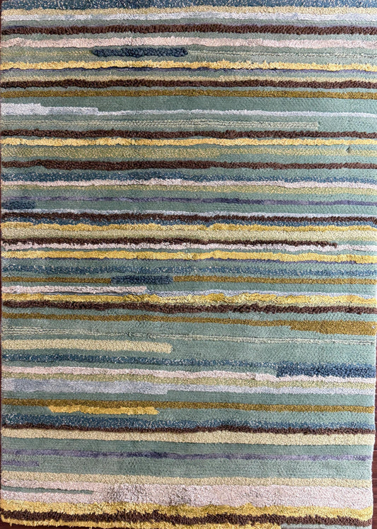 4.2x7.10 ft Oushak Anatolian Rug: Hand Knotted Wool Carpet