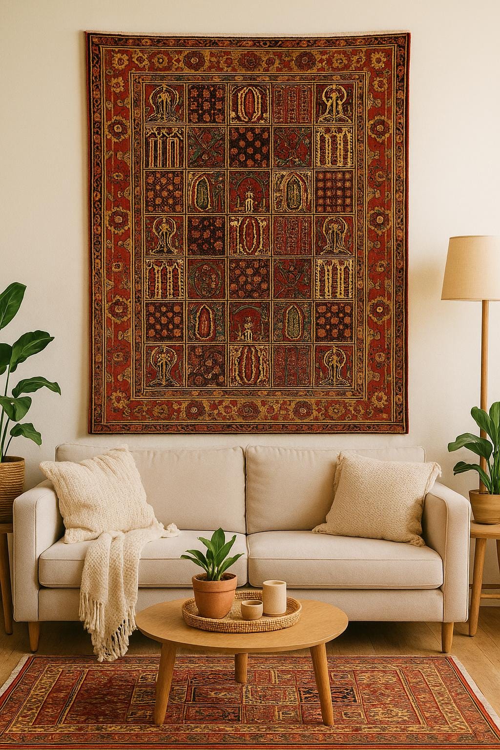 4x6 ft Vintage Baghtiyaar Pictorial Rug: Hand-Knotted Wool Oriental Carpet