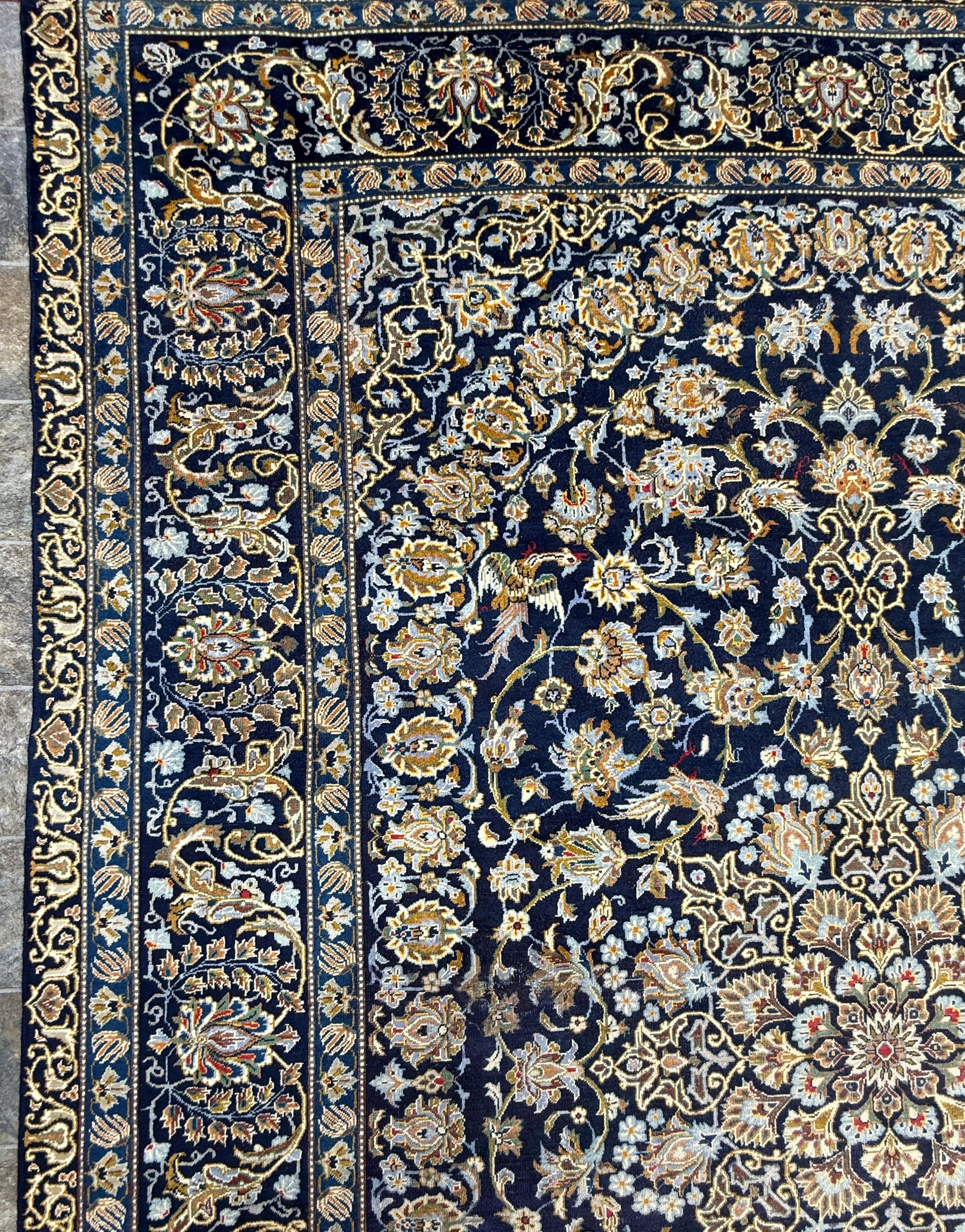 8x12 ft. Signed 1950s Nain Rug: Hand Knotted Wool Bohemian Royal Design