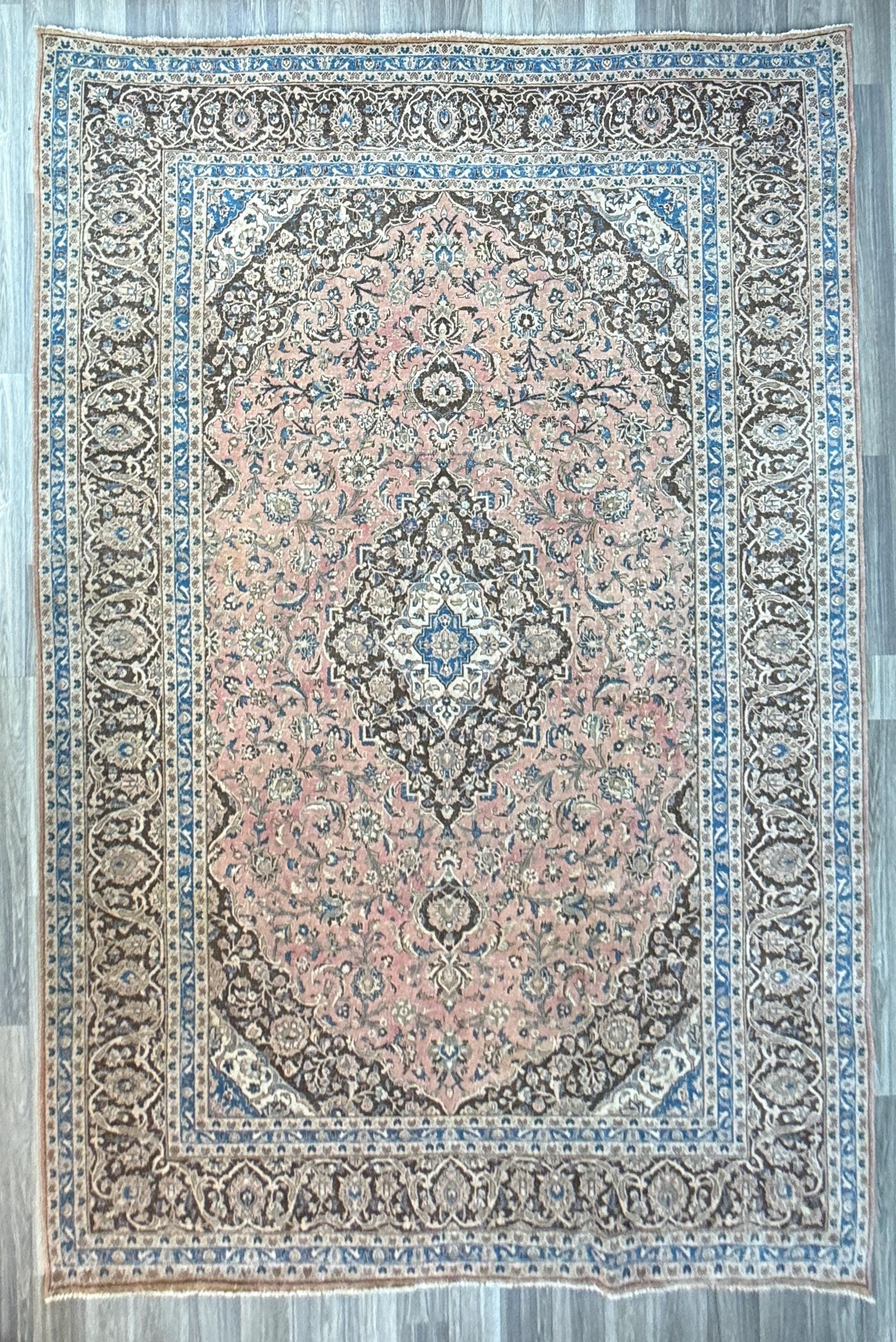 9x13 ft Vintage 1940s Tabriz Wool Rug: Hand Knotted Medallion Design