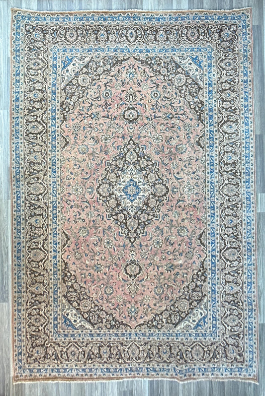 9x13 ft Vintage 1940s Tabriz Wool Rug: Hand Knotted Medallion Design