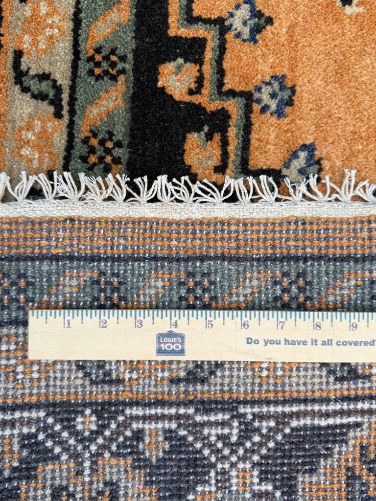 9x12 ft Heriz Wool Rug: Hand Knotted Bold Living Room Carpet