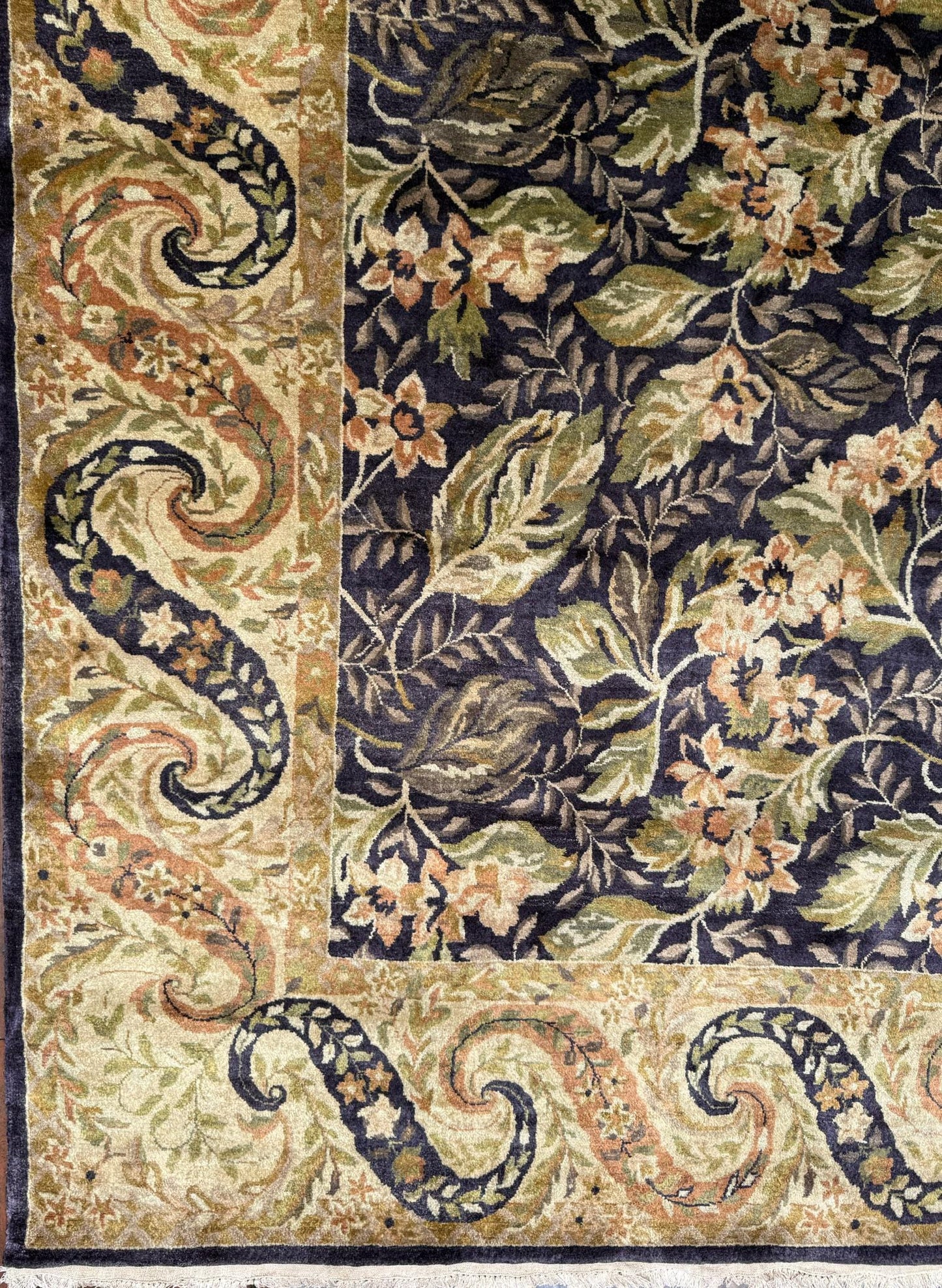 8x10 ft William Morris Hand-Knotted Wool Rug: Art Nouveau Mint Green Carpet