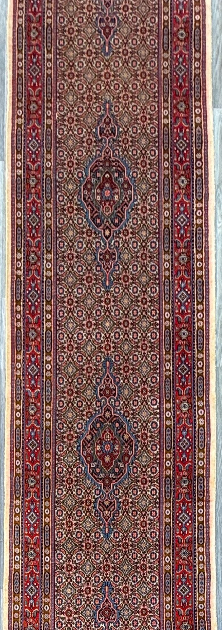2x12 ft Vintage 1970s Yamoud Rug: Hand Knotted Wool Runner Tribal Hallway Rug