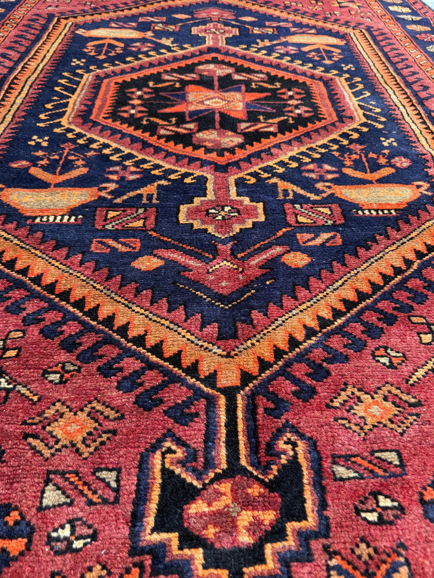 4.8x7 ft Geometric Village Rug, 1930s Vintage Hand Knotted Wool Carpet, Anatolian Oriental Area Rug