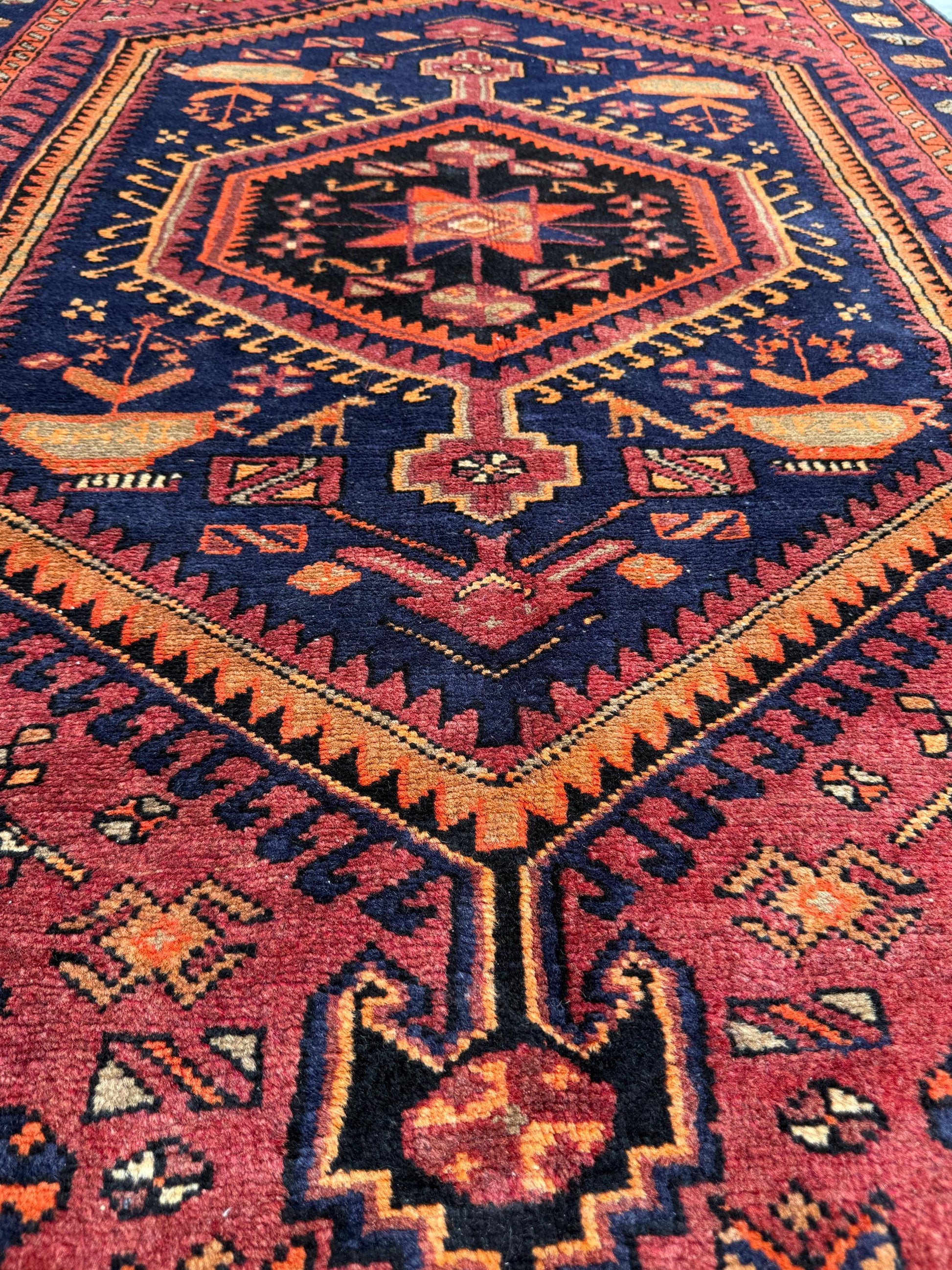 4.8x7 ft Geometric Village Rug, 1930s Vintage Hand Knotted Wool Carpet, Anatolian Oriental Area Rug