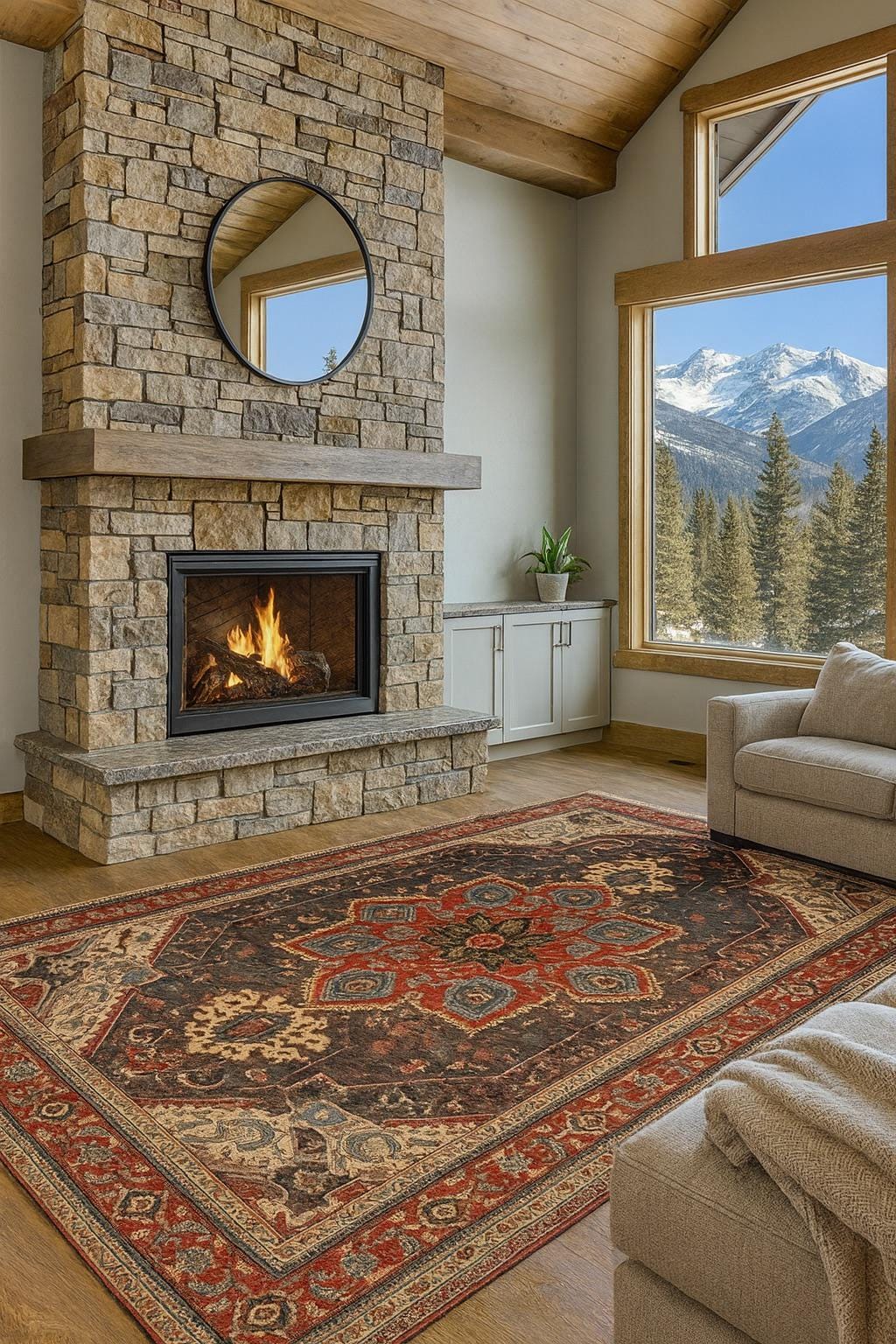 10x7 ft Vintage Heriz Wool Rug: Hand-Knotted Tribal Carpet
