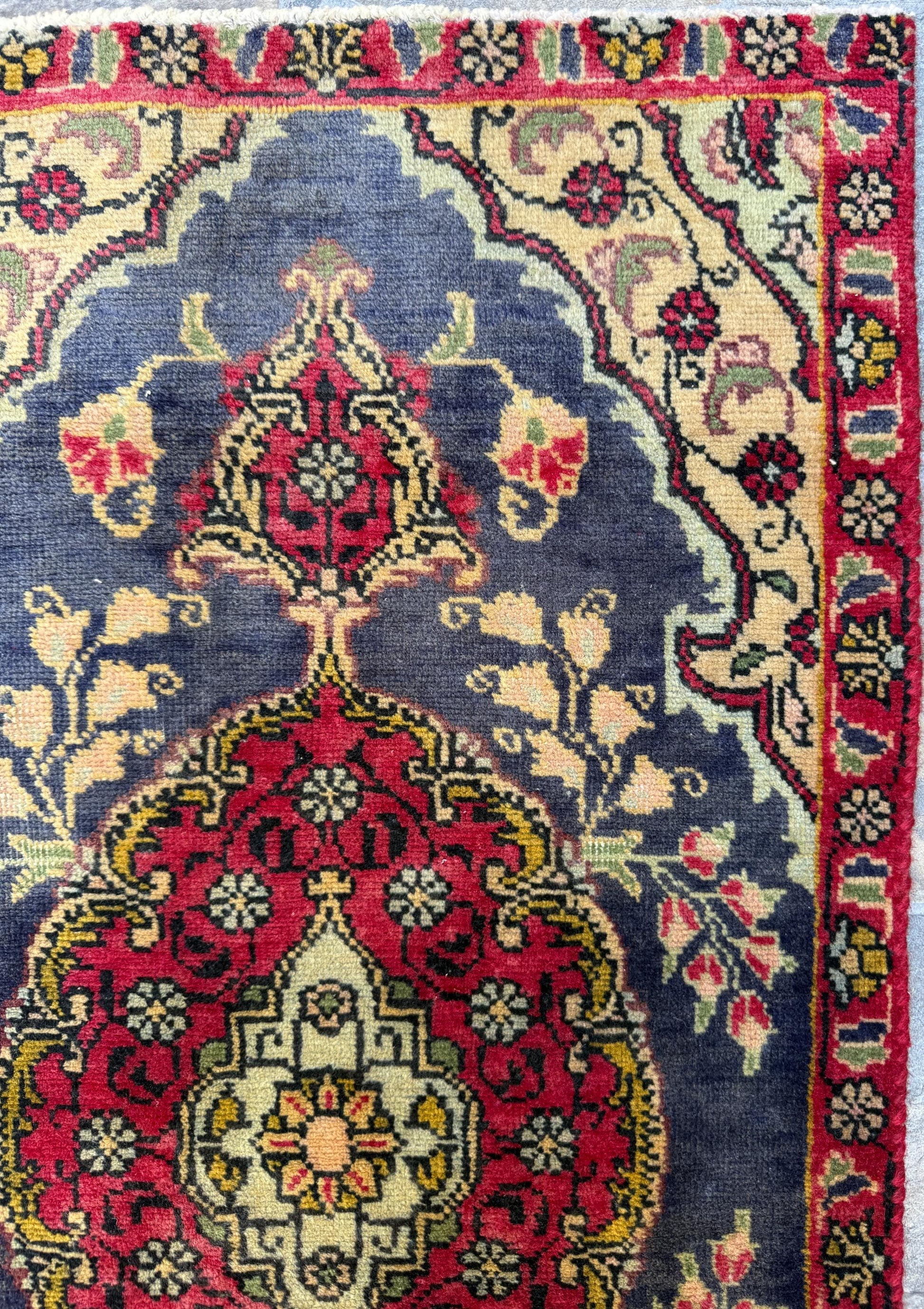 2x3.9 ft Vintage Village Rug: Hand-Knotted Wool Anatolian Carpet