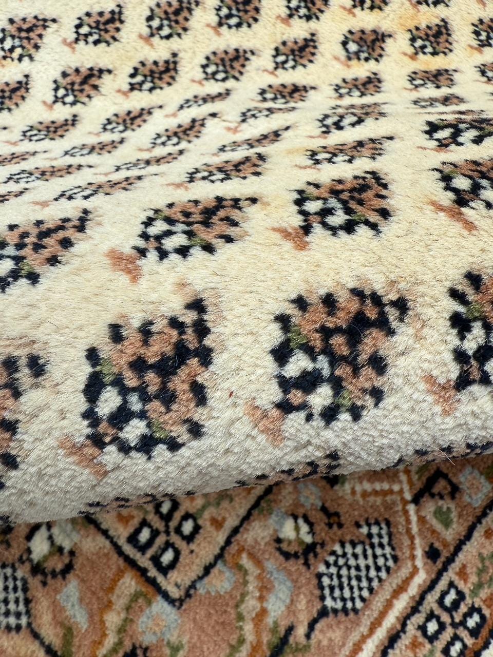 5.4x3 ft Badam Gul Mir 1990s Vintage Wool Rug: Hand Knotted Oriental Carpet, Small Geometric Tribal Area Rug