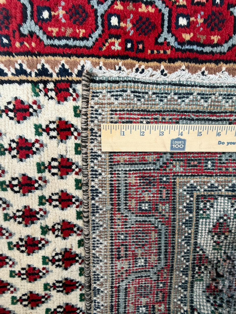 5.1x2.11 ft Badam Gul Mir Wool Rug: 1980s Vintage Hand Knotted Oriental Carpet, Small Geometric Tribal Area Rug