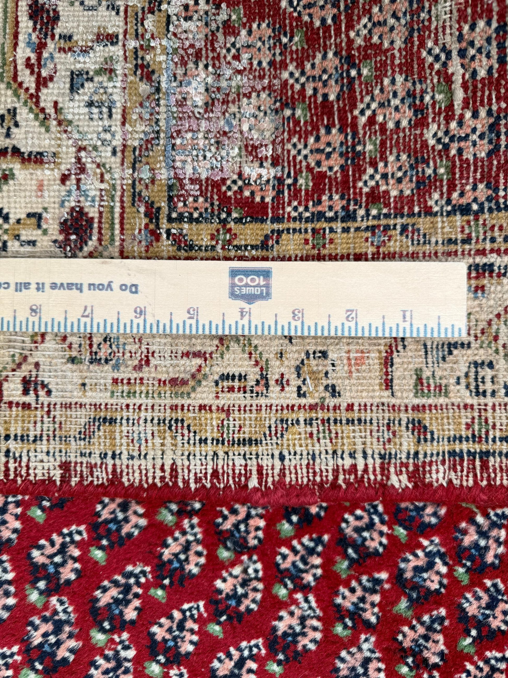 4.3x2.2 ft Vintage 1980s Badam Gul Mir Rug: Hand Knotted Wool Oriental Carpet, Small Geometric Tribal Accent