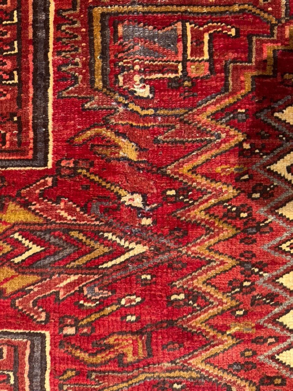 9x12.5 ft Tribal Anatolian Geometric 1930s Vintage Rug: Hand Knotted Wool Carpet, Oriental Large Area Rug