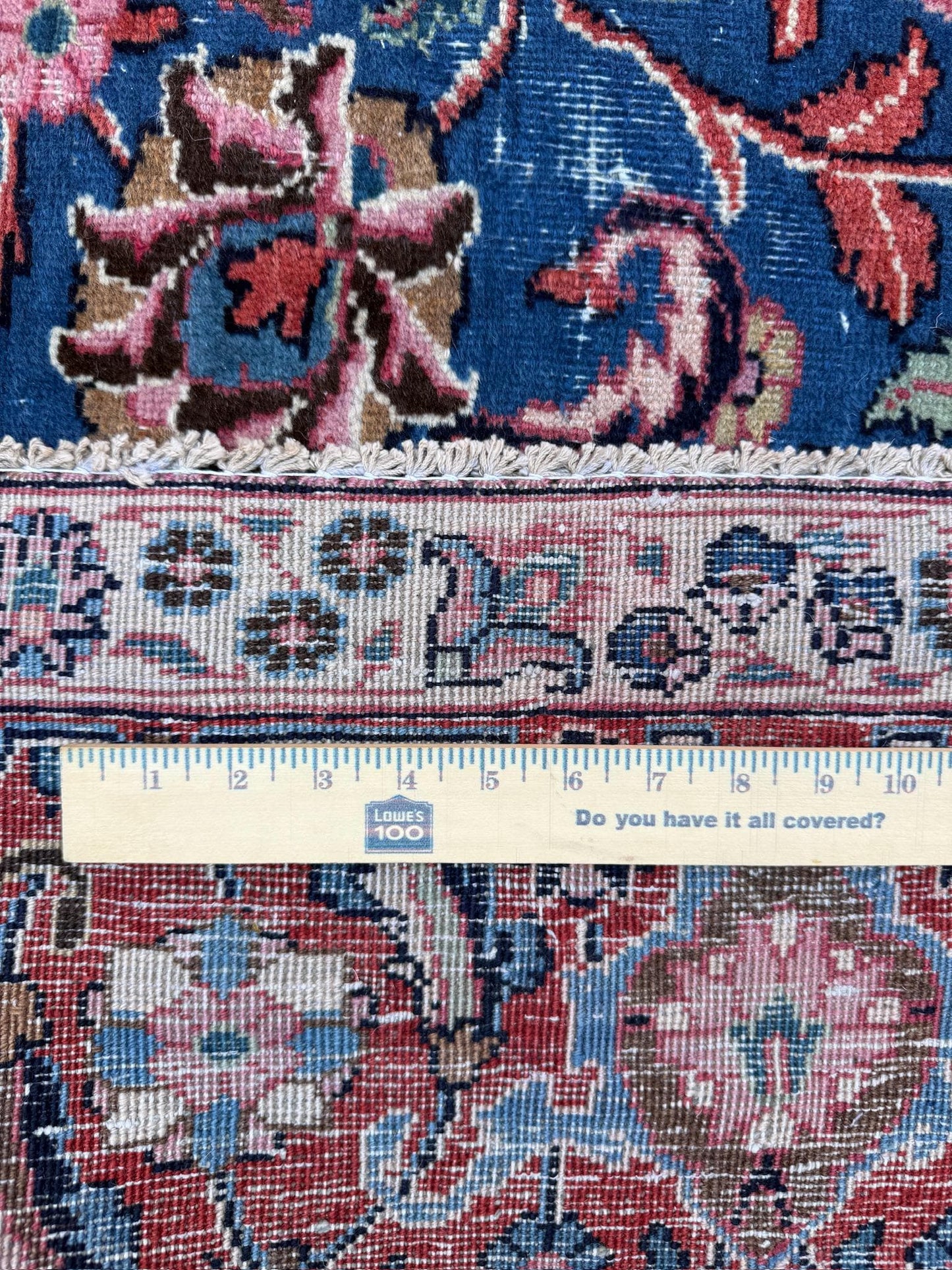 8x10 ft Signed 1950s Vintage Rug: Hand-Knotted Wool, Bohemian Royal Design