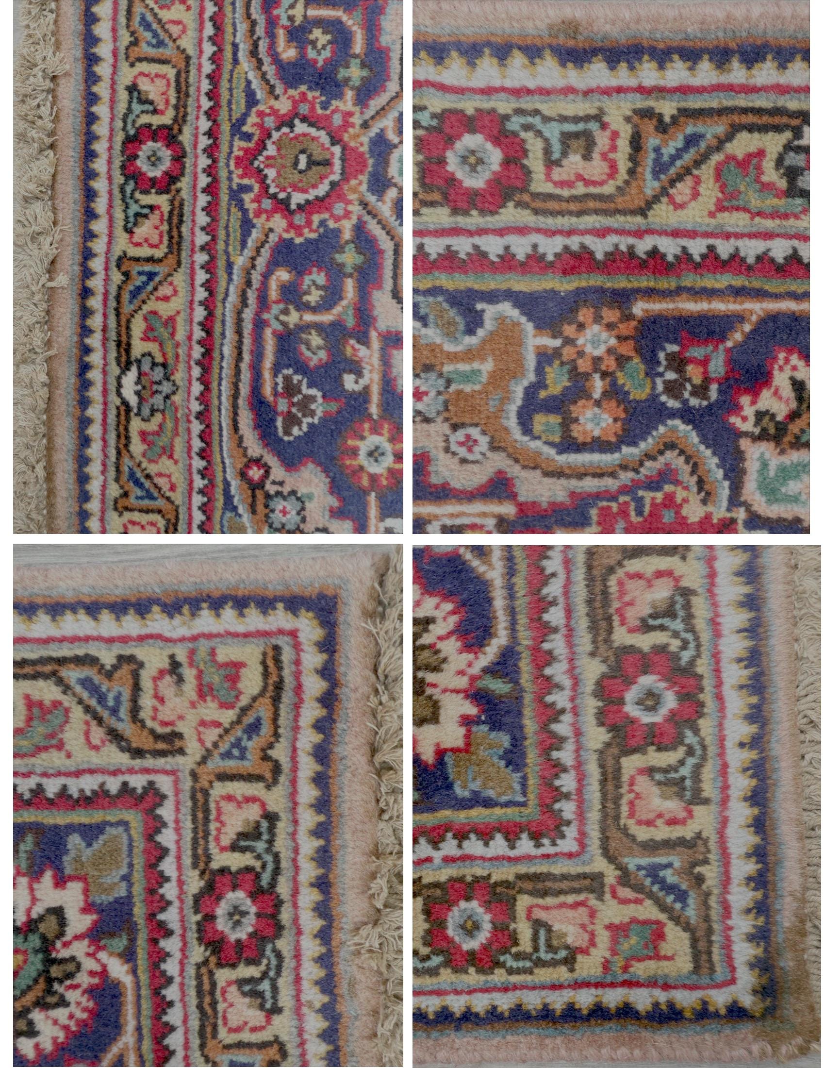 8.4x11.5 ft. Vintage 1940s Kashan Royal Design Rug: Hand Knotted Wool Oriental Bohemian Large Carpet
