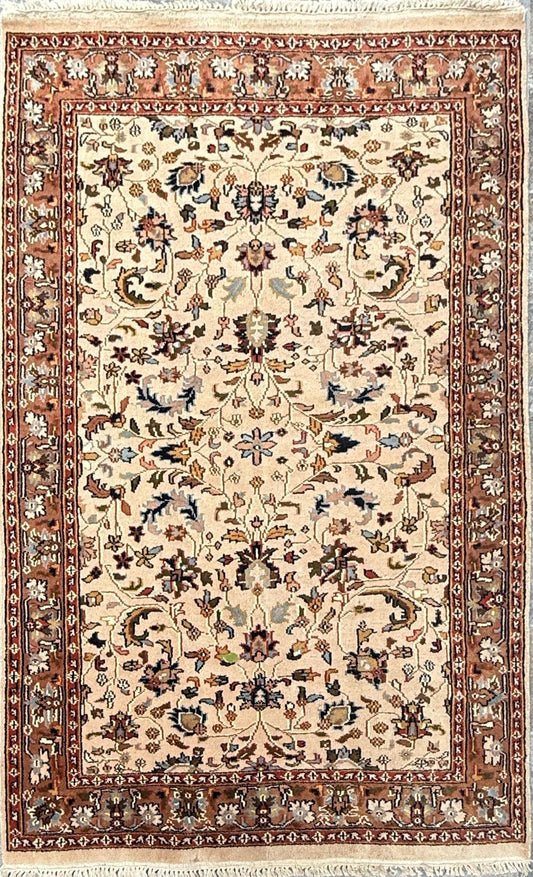 6x4 ft Vintage 1980s Hand Knotted Tabriz Wool Rug: Traditional Oriental Carpet