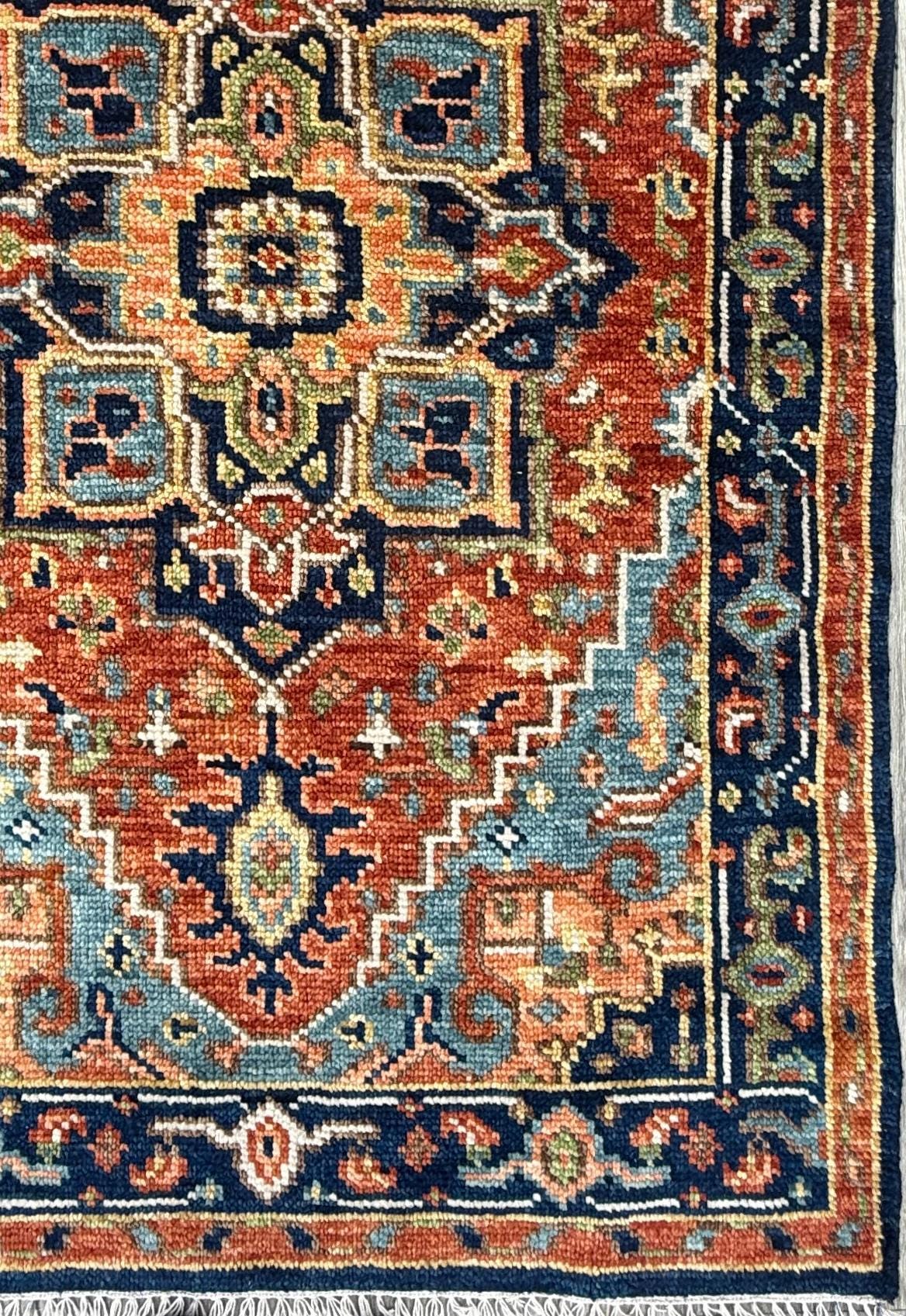 4x6.3 ft Modern Oushak Rug: Multicolored Hand Knotted Wool Bohemian Area Rug