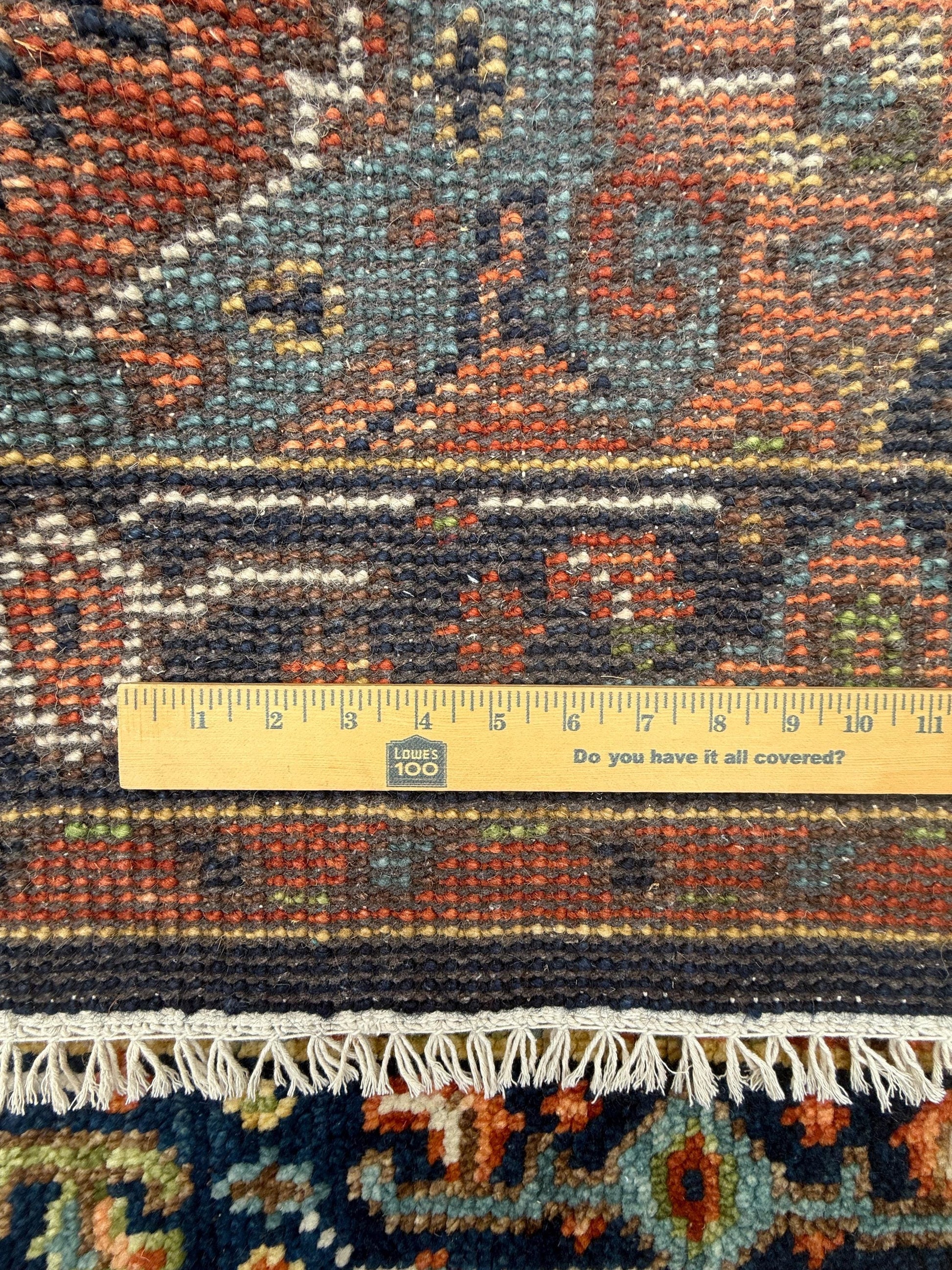 4x6.3 ft Modern Oushak Rug: Multicolored Hand Knotted Wool Bohemian Area Rug