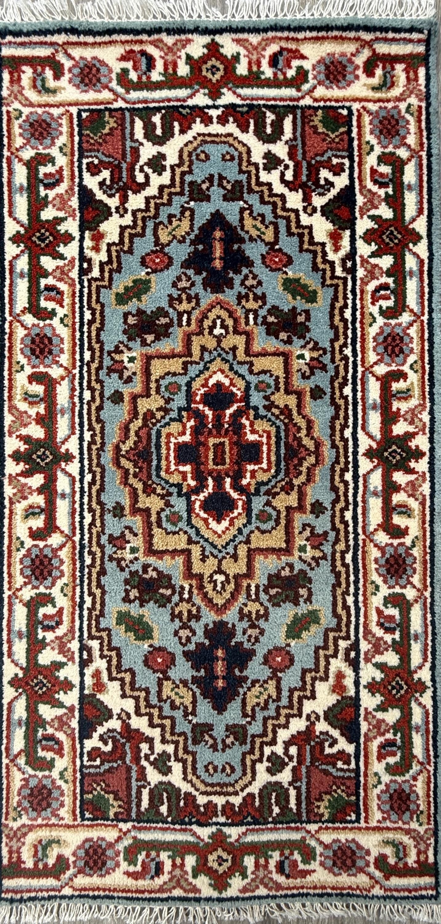 2x4 ft. Hand-Knotted Turkish Serapi Heriz Wool Rug: Vibrant Accent Carpet
