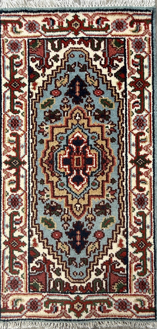 2x4 ft. Hand-Knotted Turkish Serapi Heriz Wool Rug: Vibrant Accent Carpet