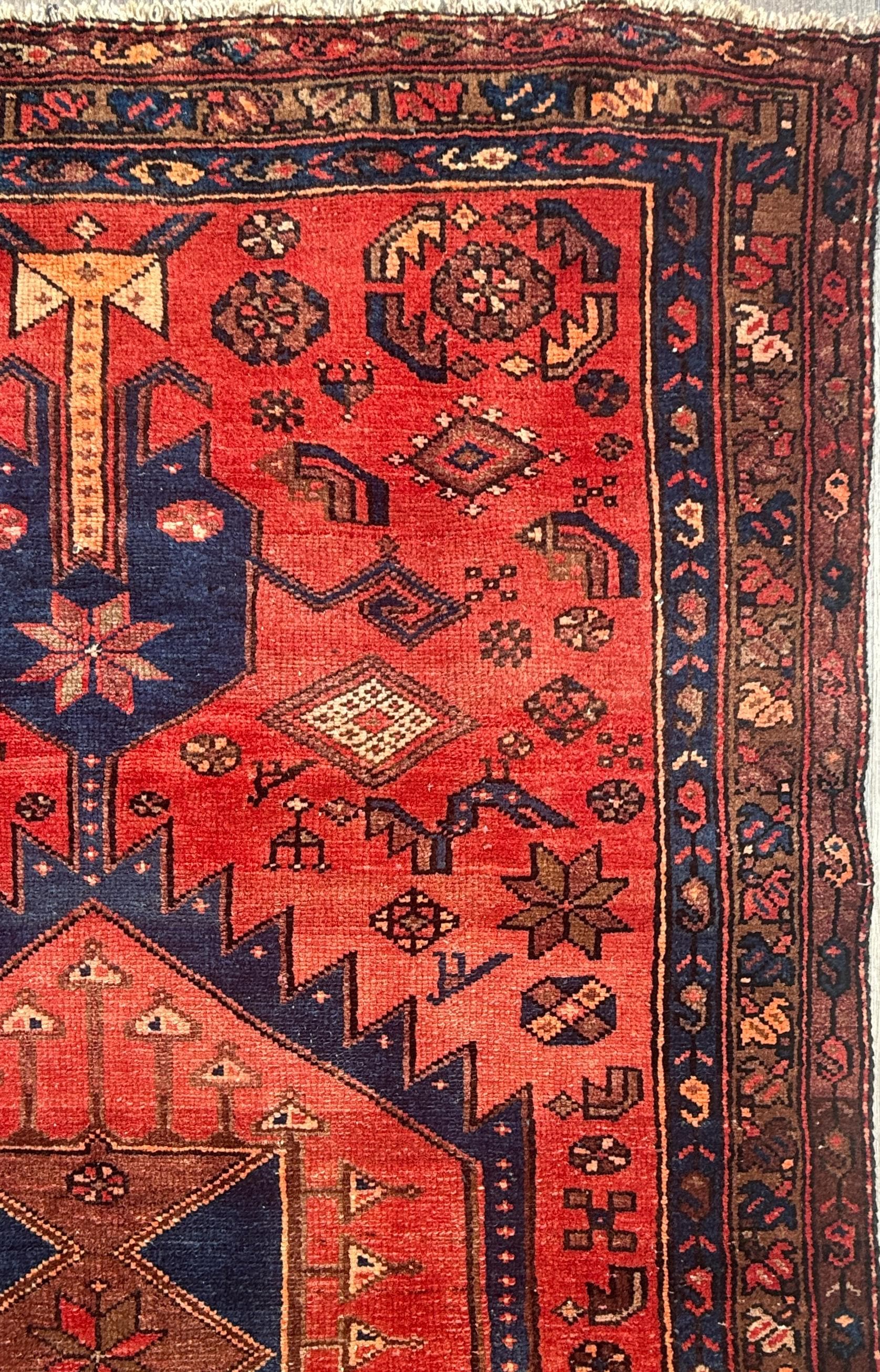 4x7 ft 1930s Vintage Tribal Wool Rug Hand-Knotted Anatolian Carpet