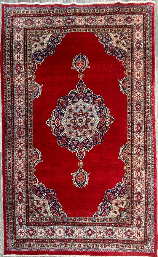 7x4 ft 1960s Amazing Hand Knotted Vintage Traditional Agra Wool Area Rug