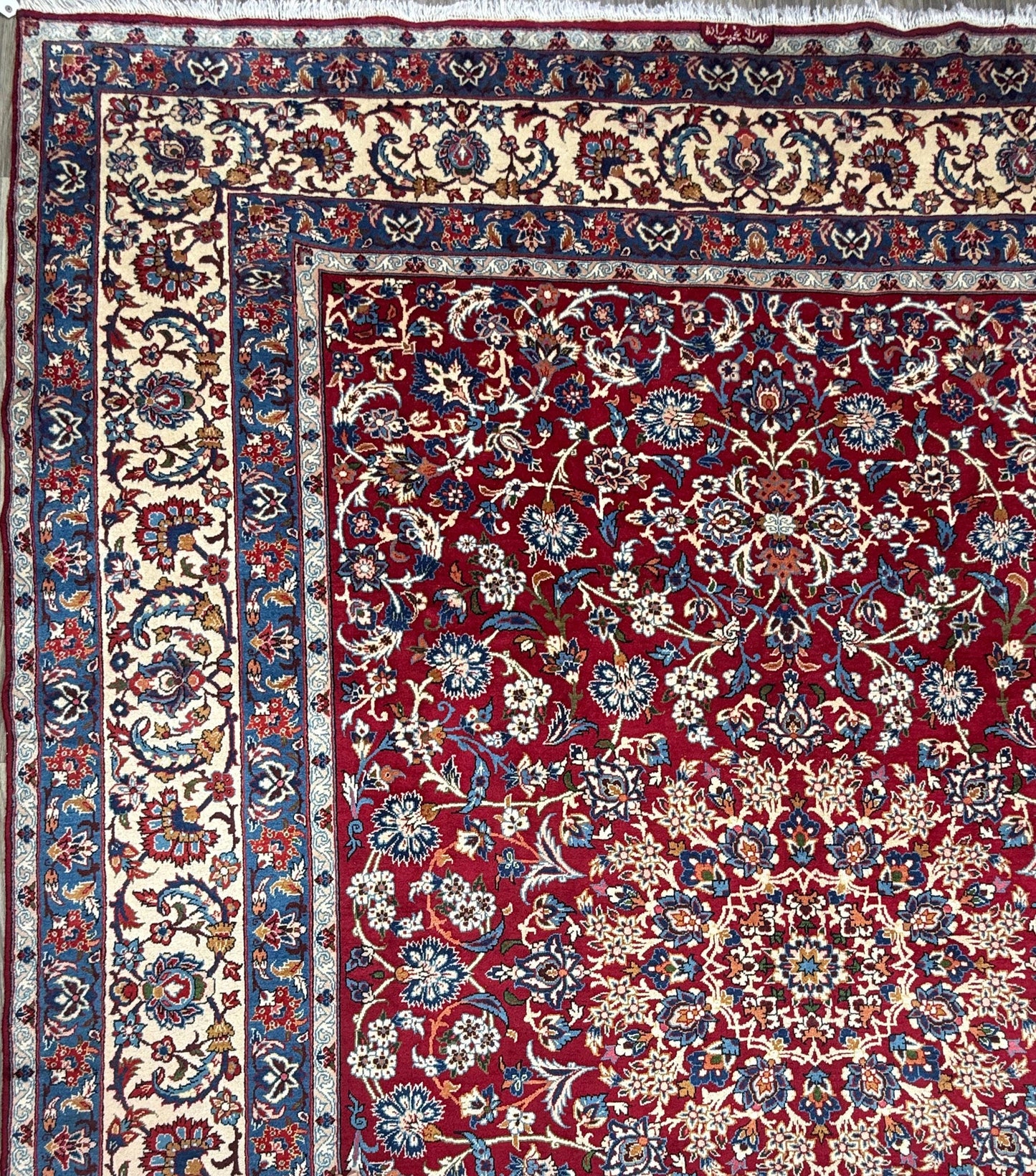 9x13 ft. Signed Vintage 1990s Tabriz Rug: Hand Knotted Wool Oriental Area Carpet