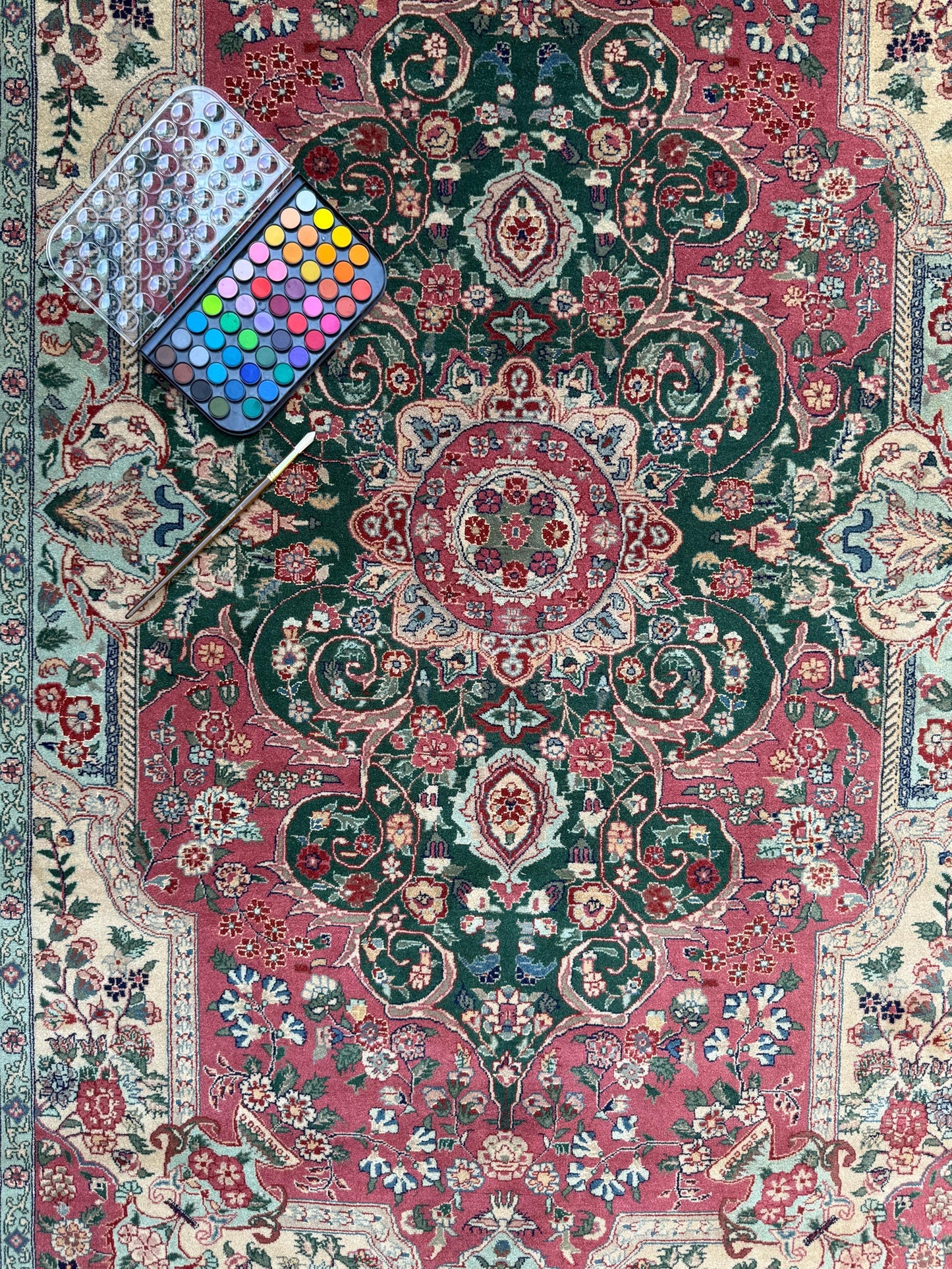 9x6 ft Vintage 1970s Tabriz Rug: Hand-Knotted Silk & Wool Oriental Carpet