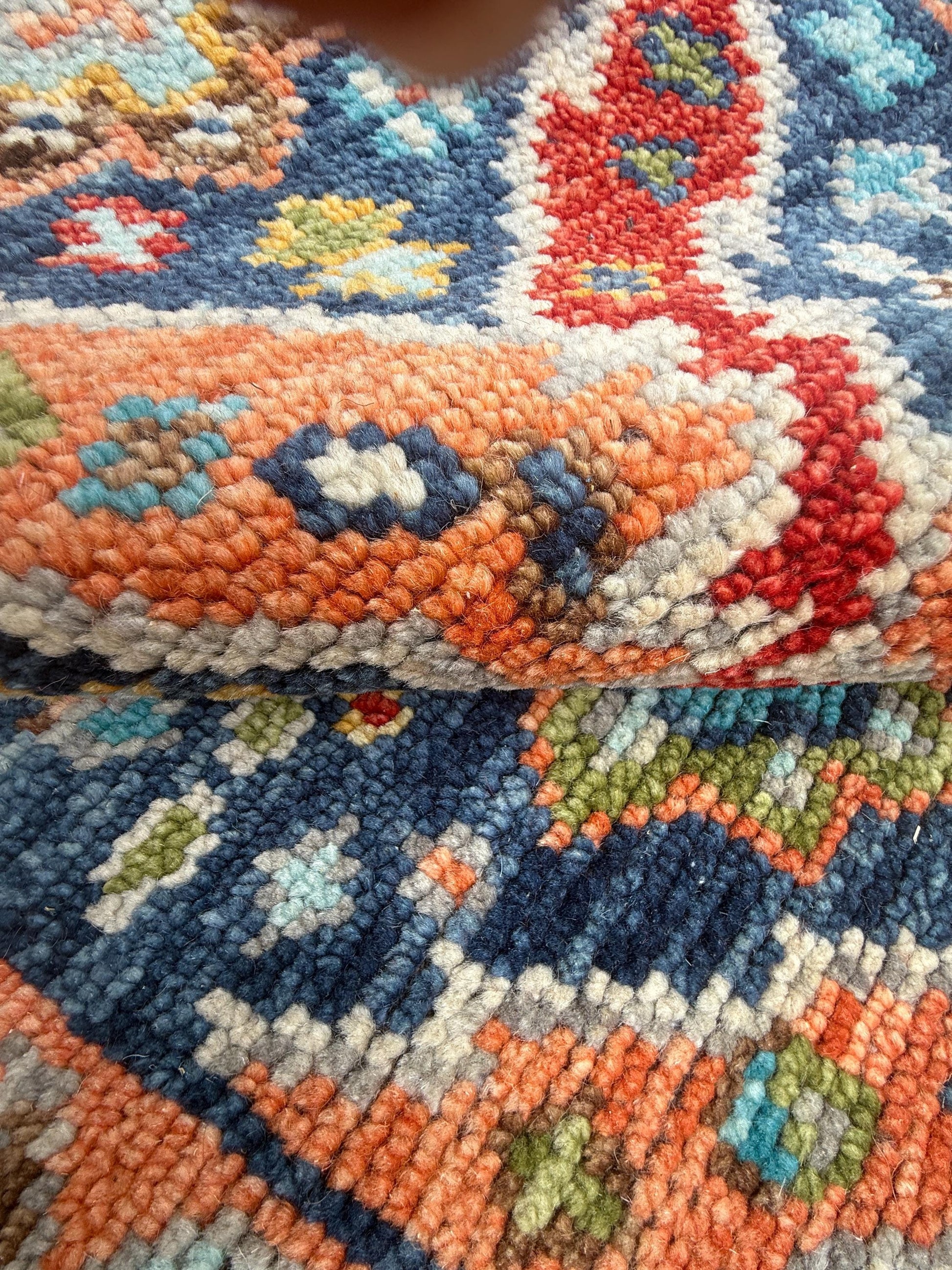 4x6.5 ft Oushak Bohemian Hand Knotted Rug: Modern Multicolored Area Vintage-Style Decor Carpet
