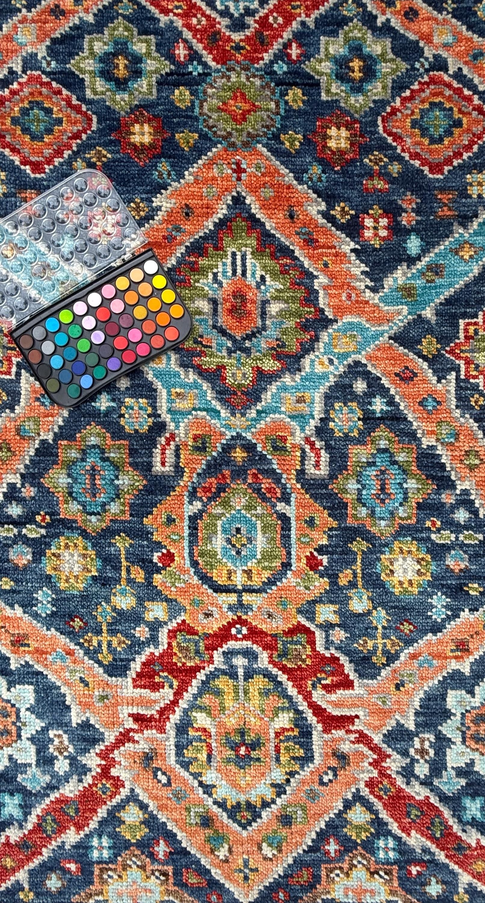 4x6.5 ft Oushak Bohemian Hand Knotted Rug: Modern Multicolored Area Vintage-Style Decor Carpet
