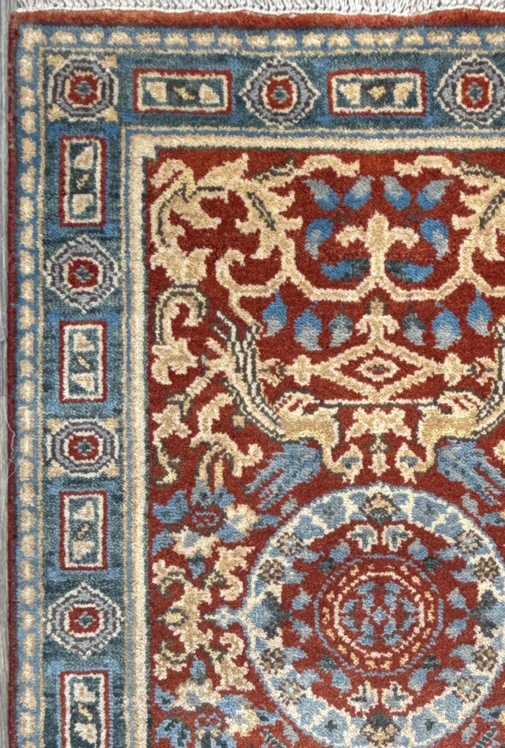 3x5 ft Hand Knotted Wool Oushak Rug: Tree of Life and Birds Design
