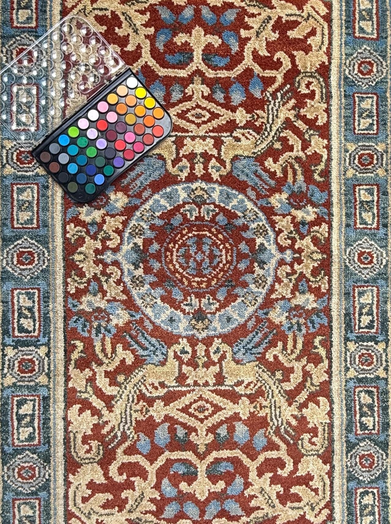 3x5 ft Hand Knotted Wool Oushak Rug: Tree of Life and Birds Design