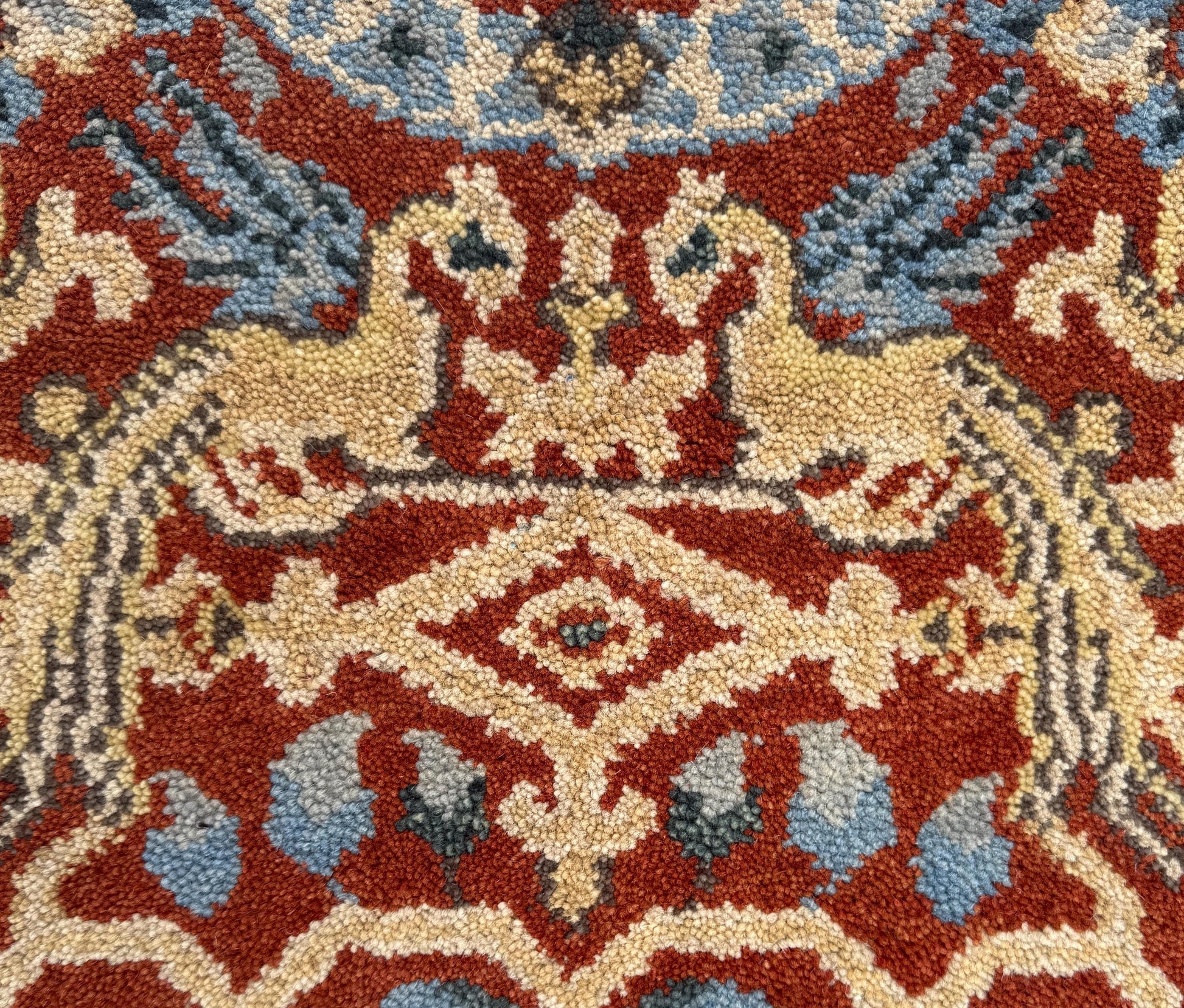 3x5 ft Hand Knotted Wool Oushak Rug: Tree of Life and Birds Design