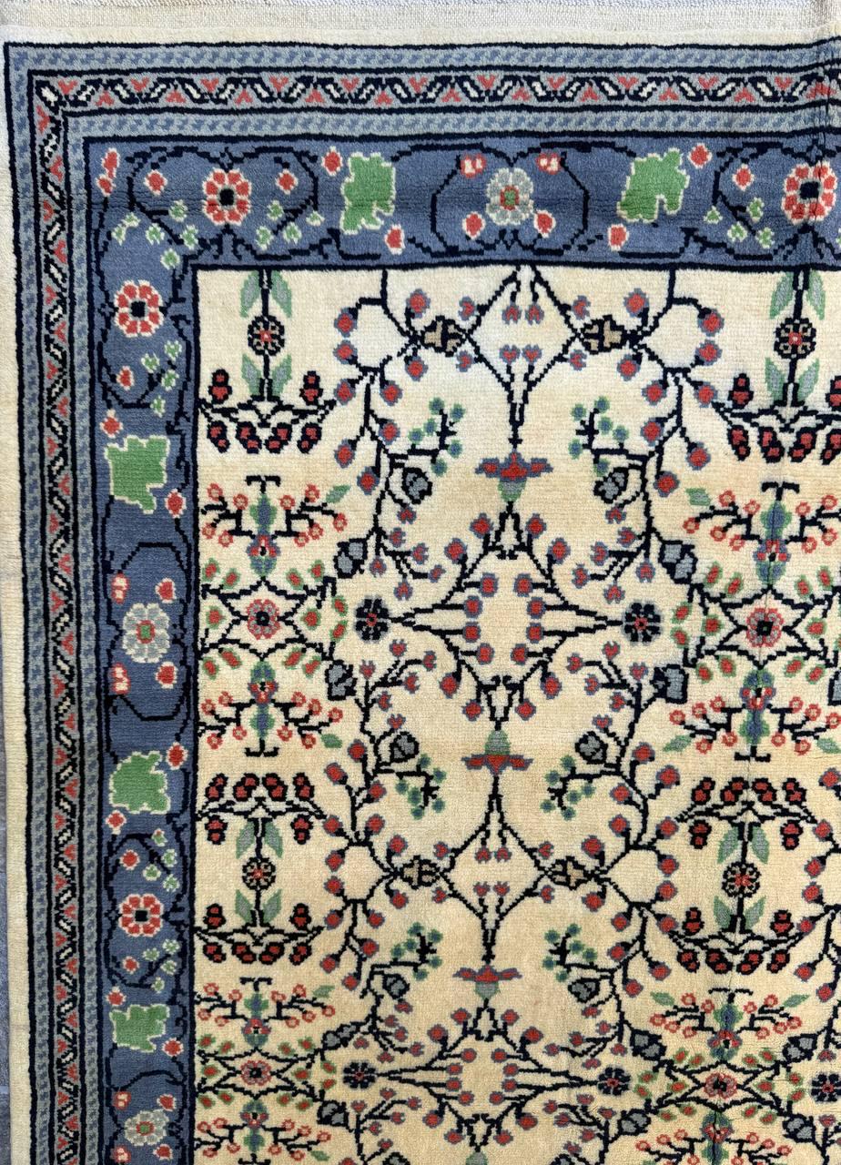 7x5 ft Vintage 1990s Qaisery Wool Rug, Hand Knotted Oriental Carpet, Geometric Anatolian Area Rug