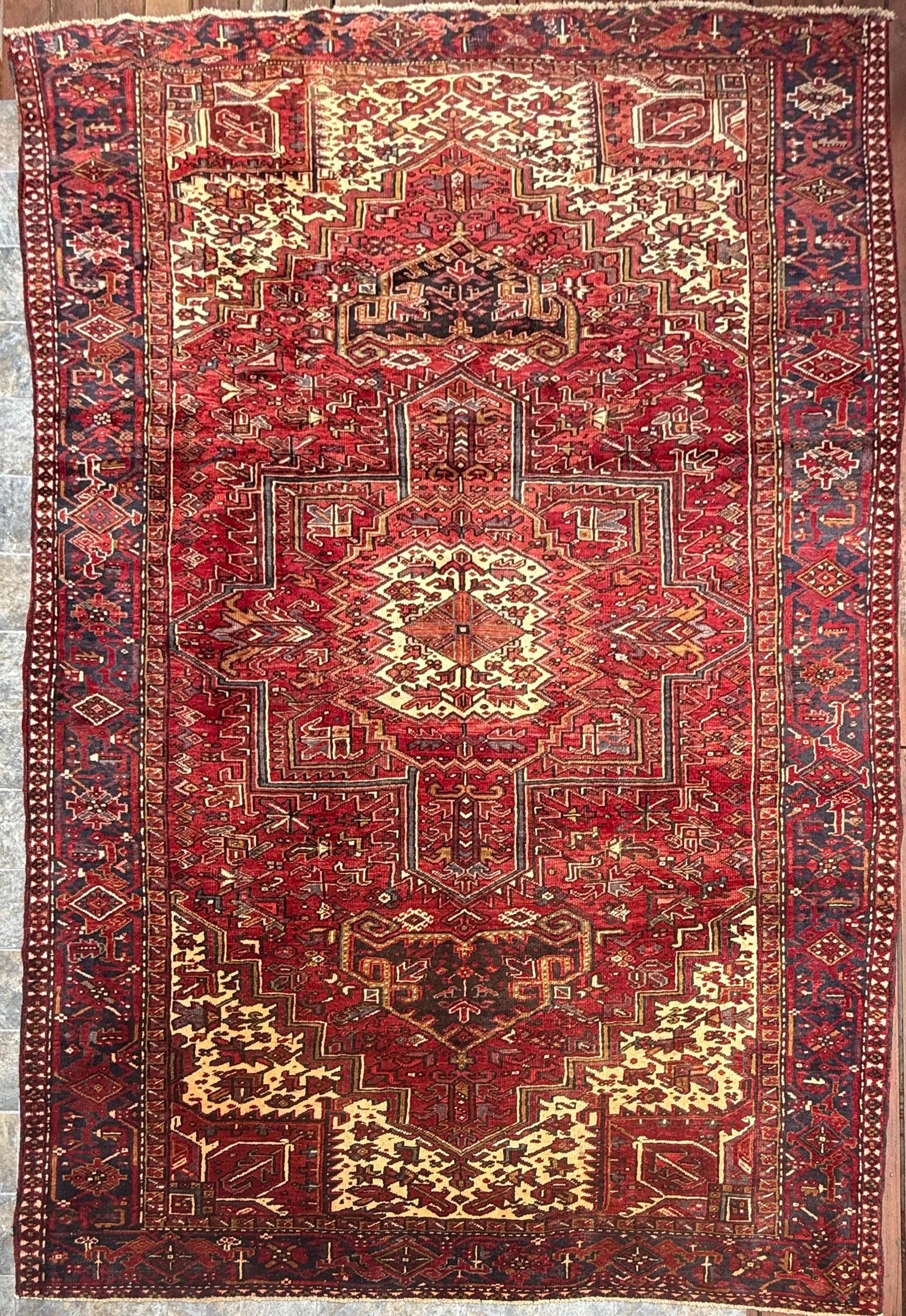 9x12.5 ft Tribal Anatolian Geometric 1930s Vintage Rug: Hand Knotted Wool Carpet, Oriental Large Area Rug